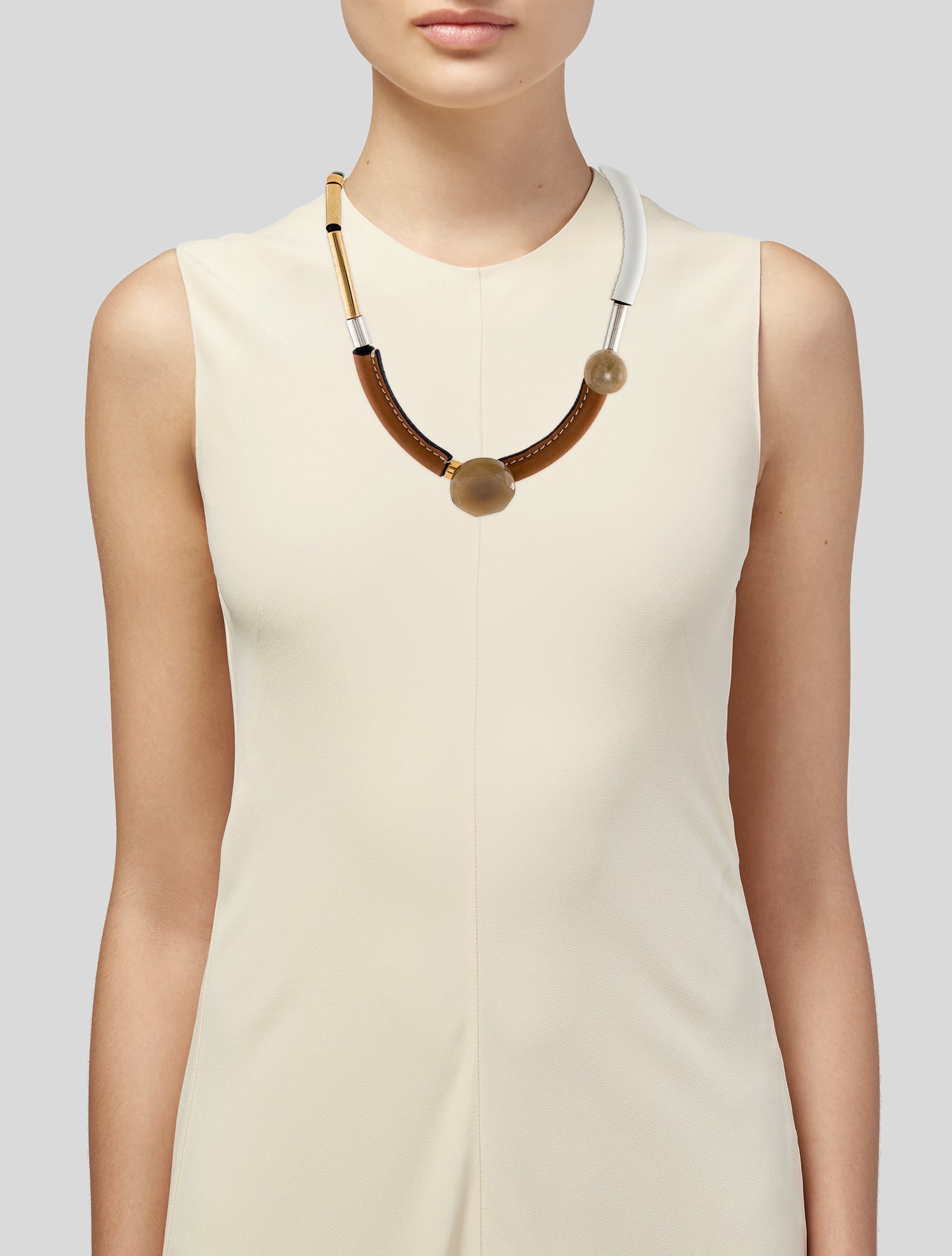 Marni Resin, Leather & Horn Collar Necklace