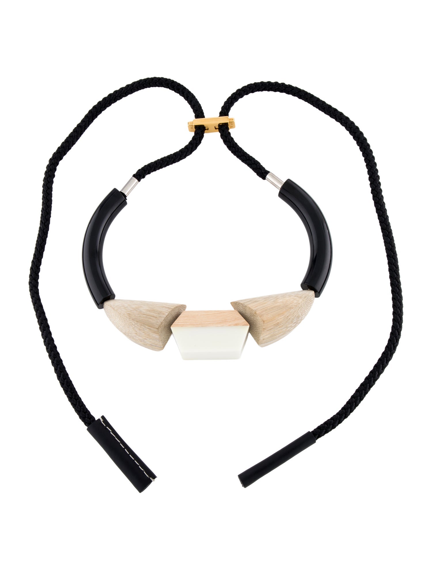 Marni Resin, Leather & Wood Collar Necklace