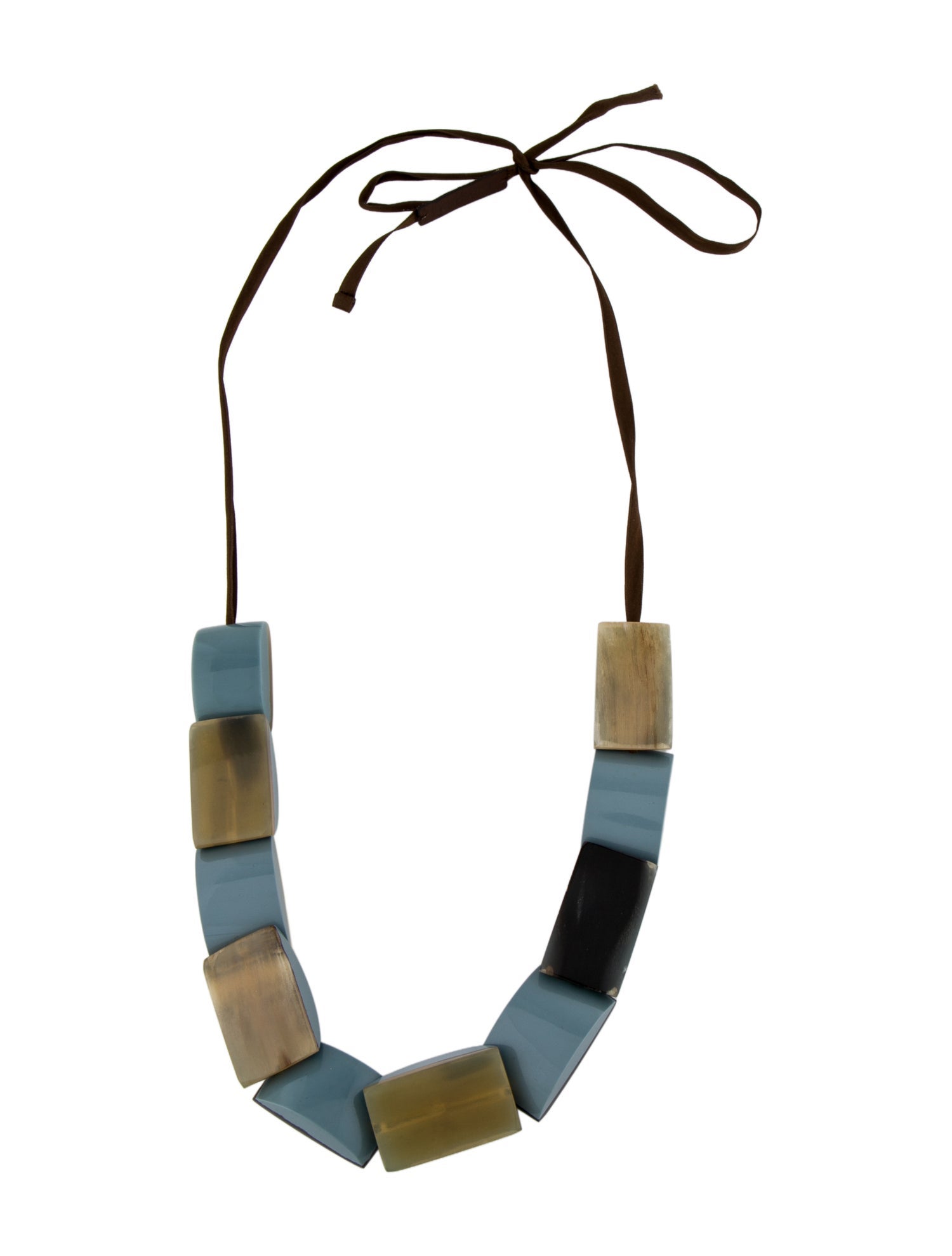 Marni Horn, Resin & Ribbon Station Necklace