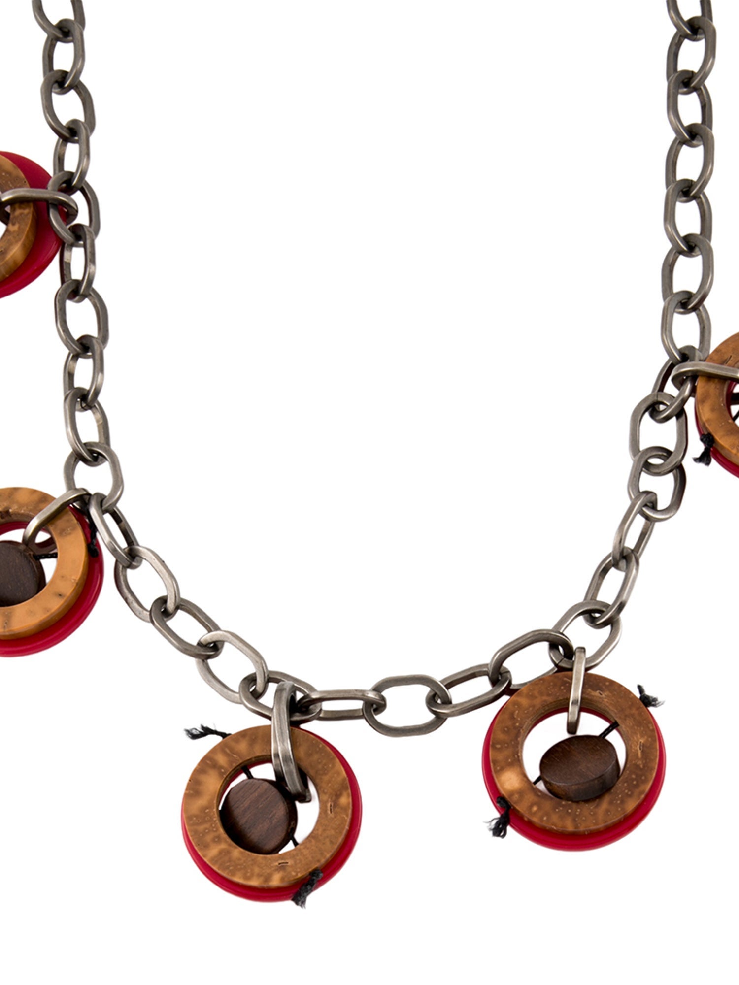 Marni Resin, Wood & Leather Station Necklace