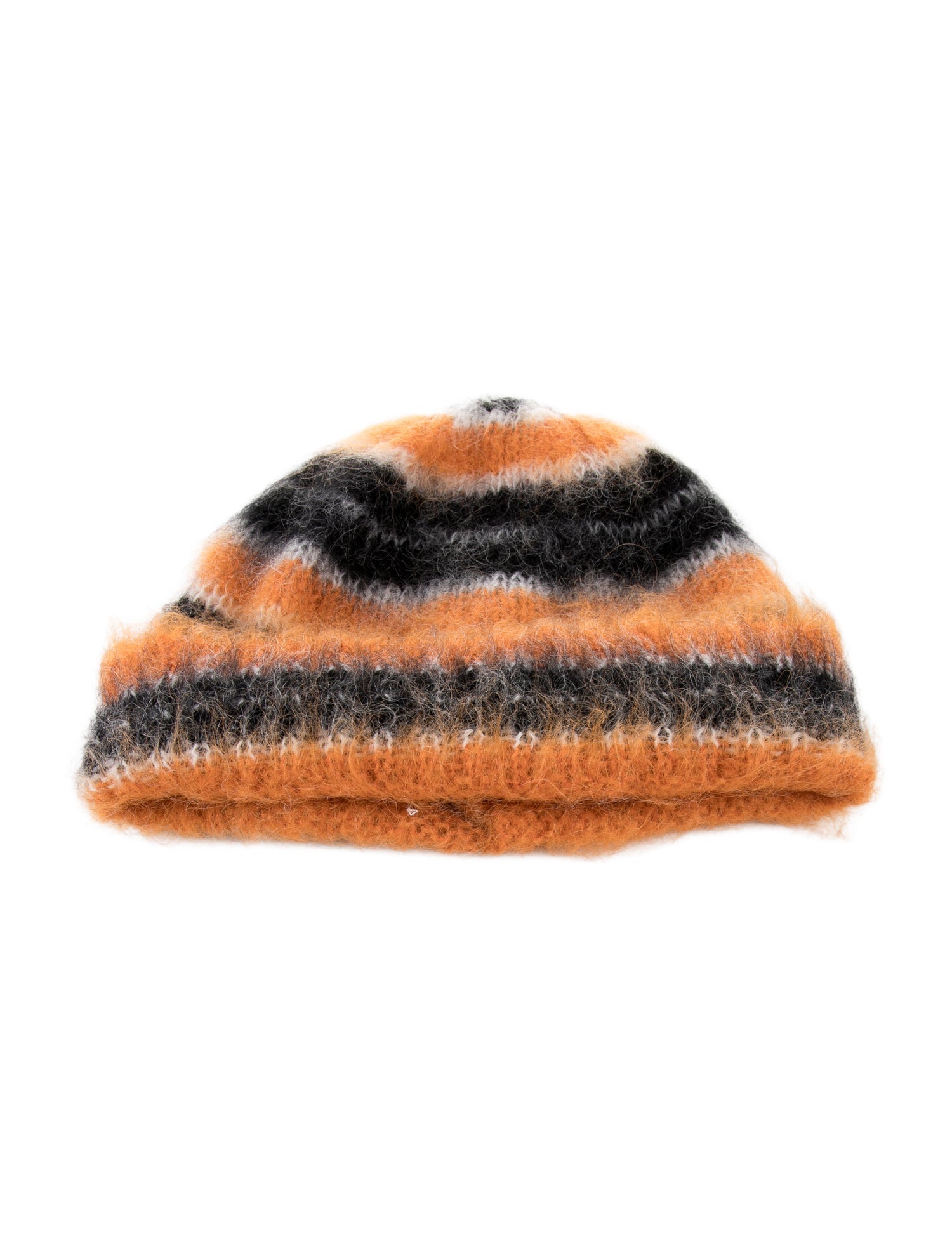 Marni Orange Striped Mohair Beanie