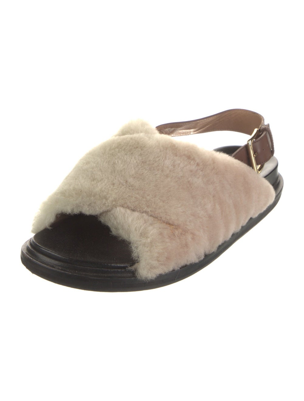 Marni Shearling Colorblock Pattern Slingback Sand… - image 2