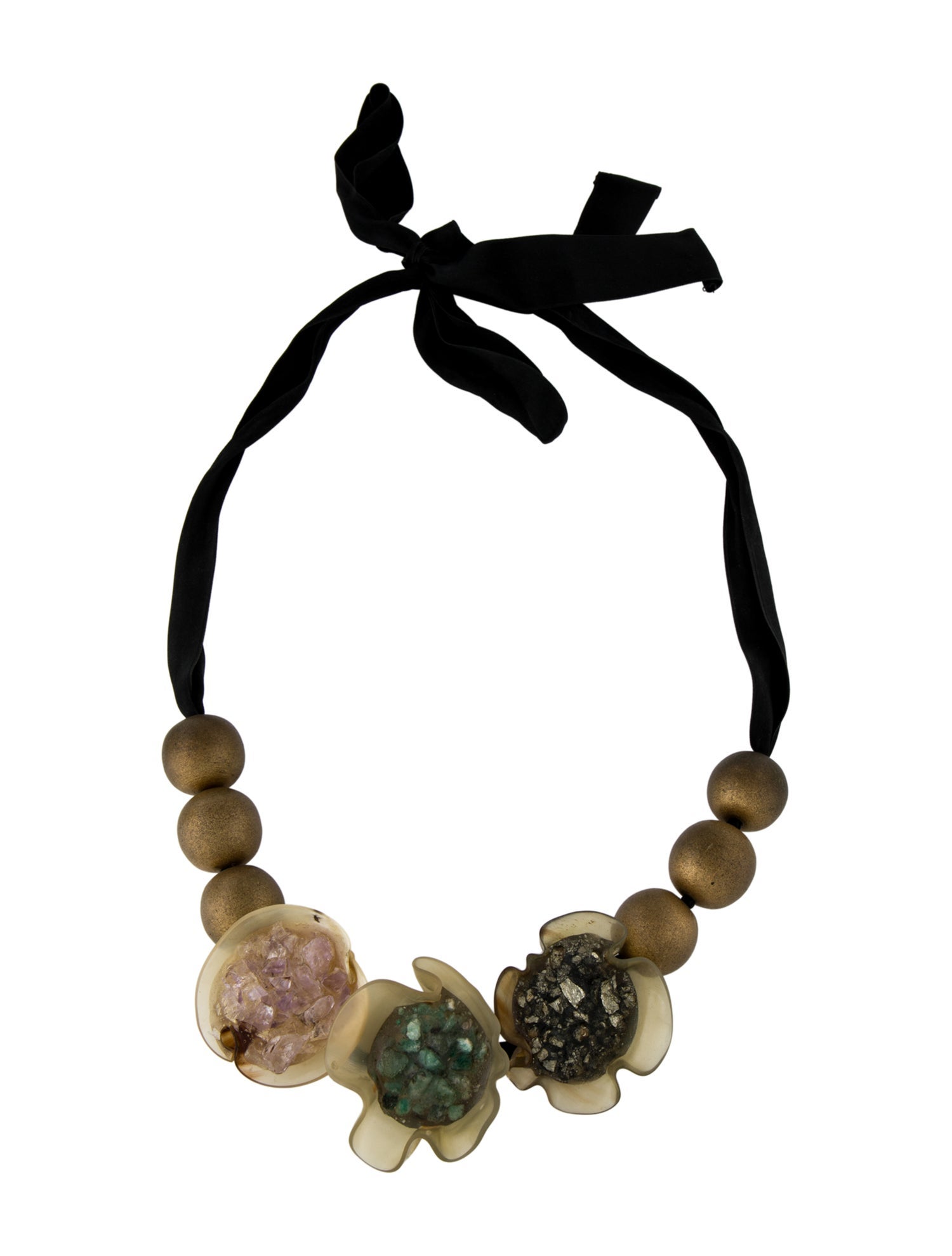 Marni Stone, Horn & Ribbon Bead Strand Necklace