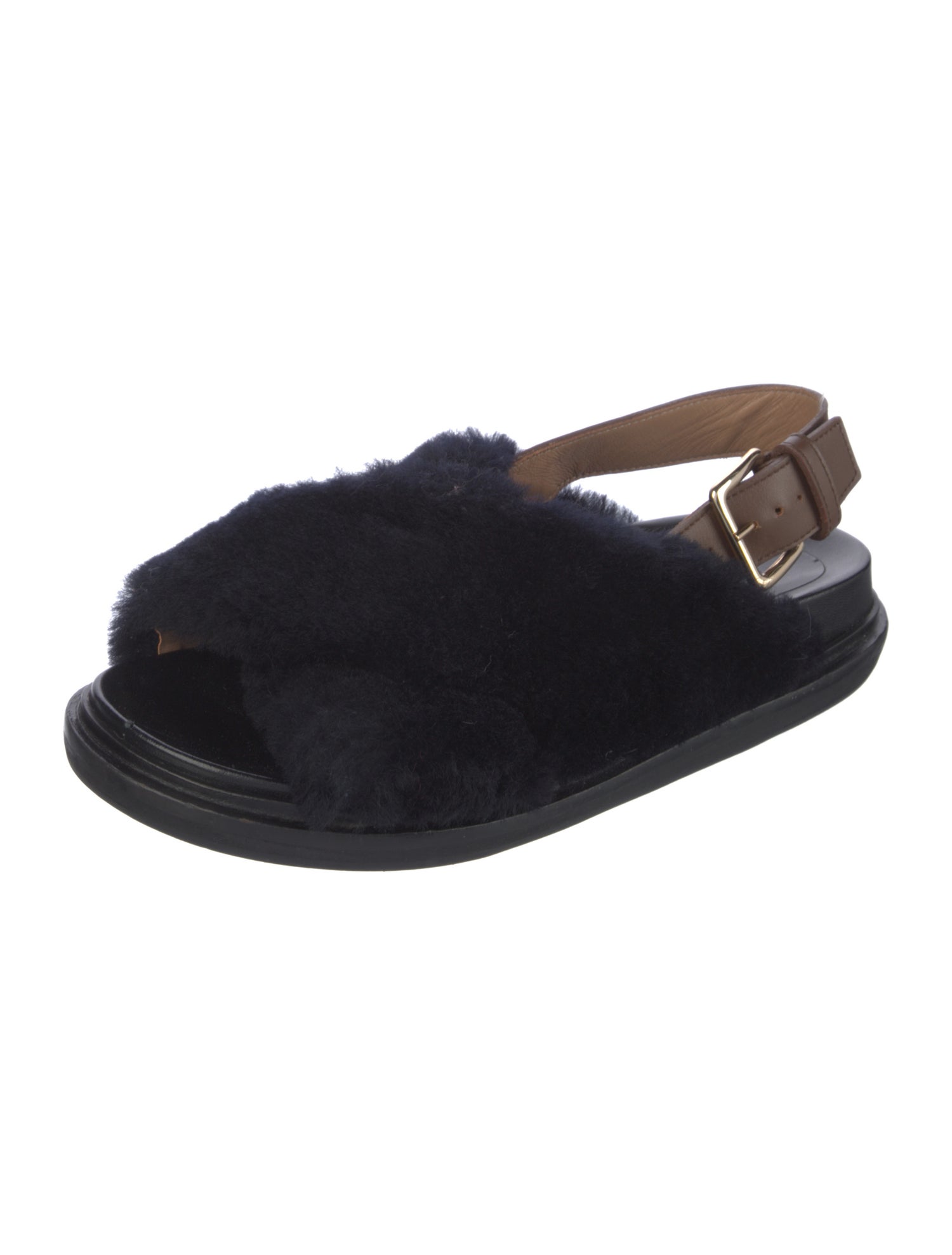 Marni Faux Fur Slingback Sandals