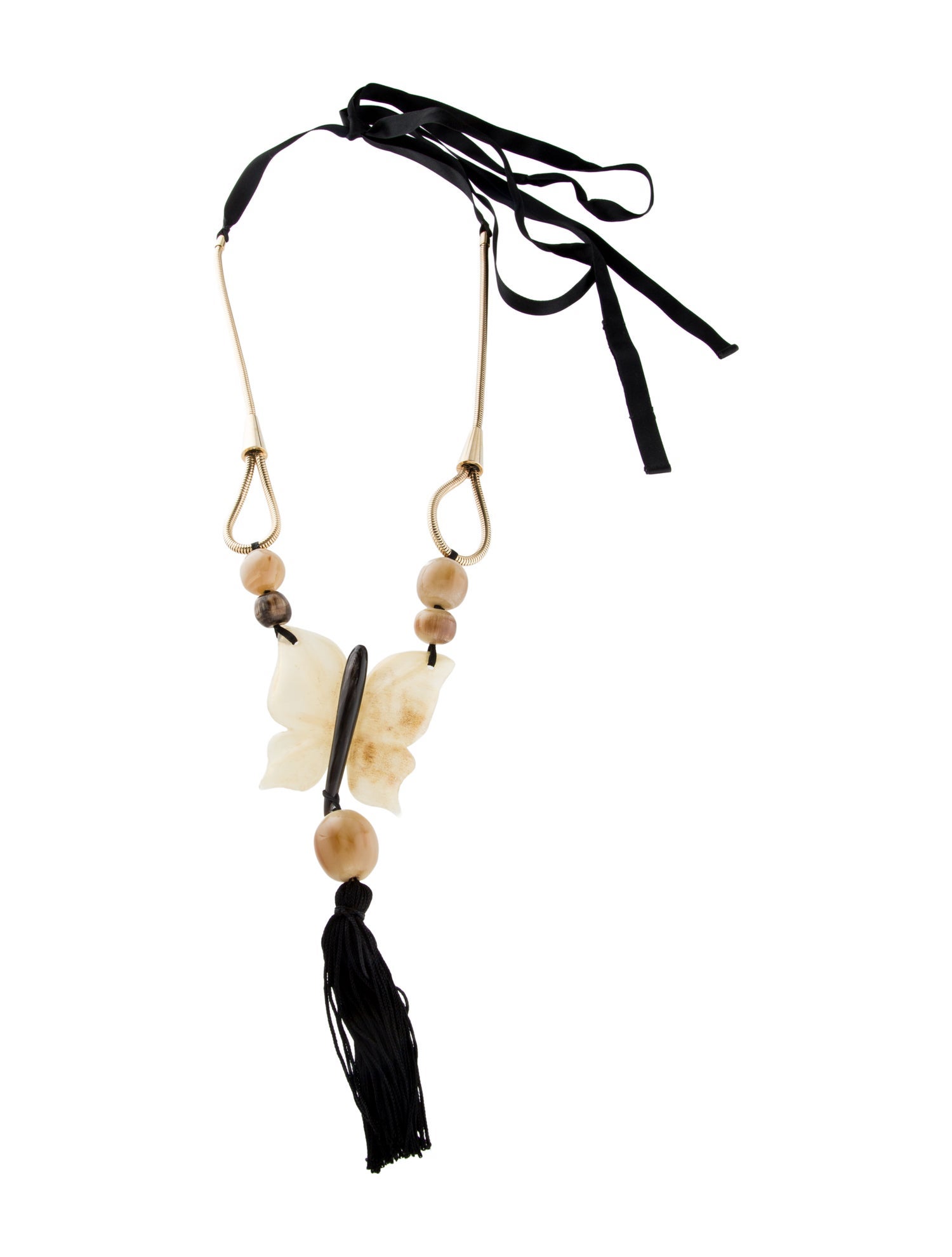 Marni Resin, Ribbon & Bead Butterfly Lavalier Necklace