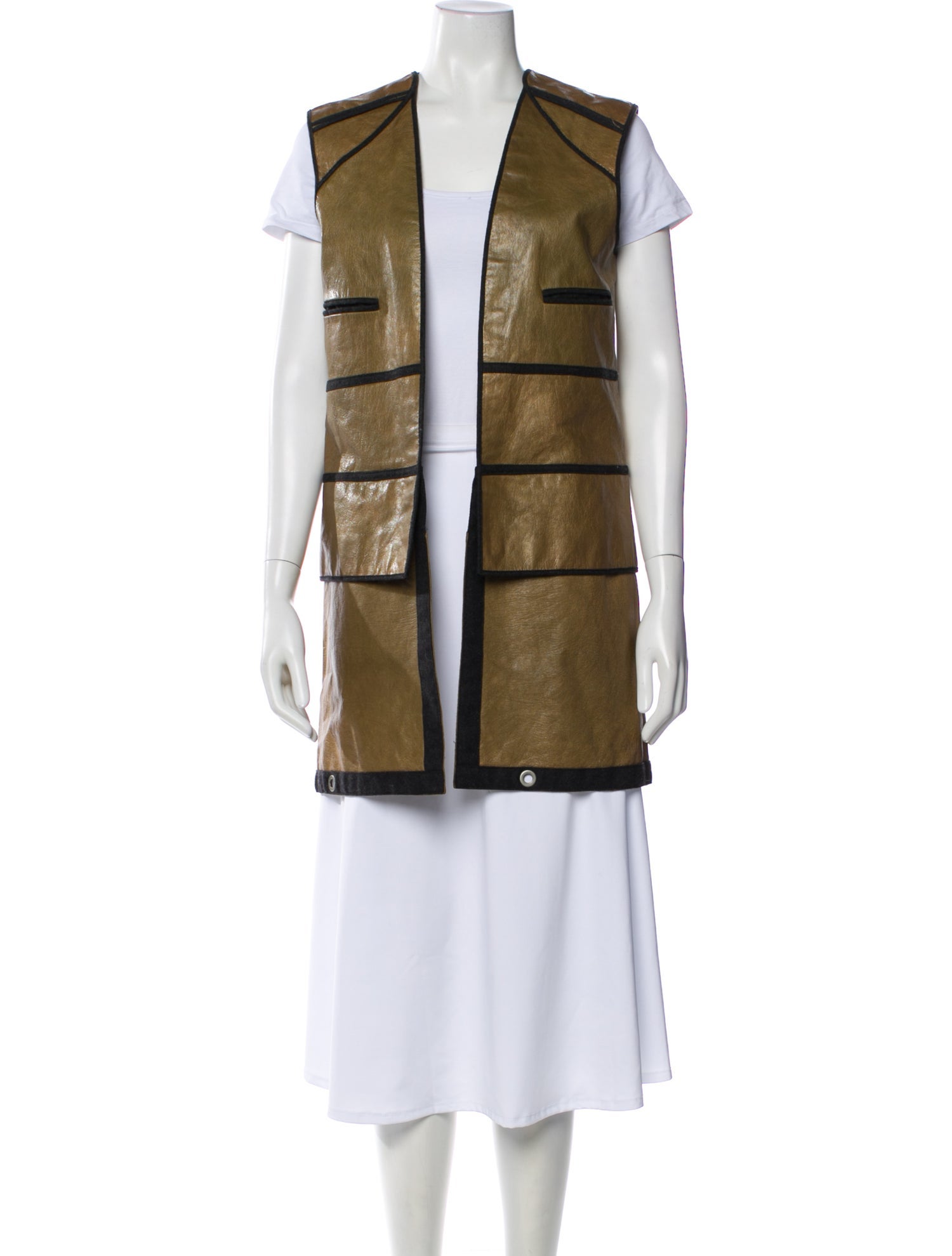 Marni Goat Leather Colorblock Pattern Peacoat