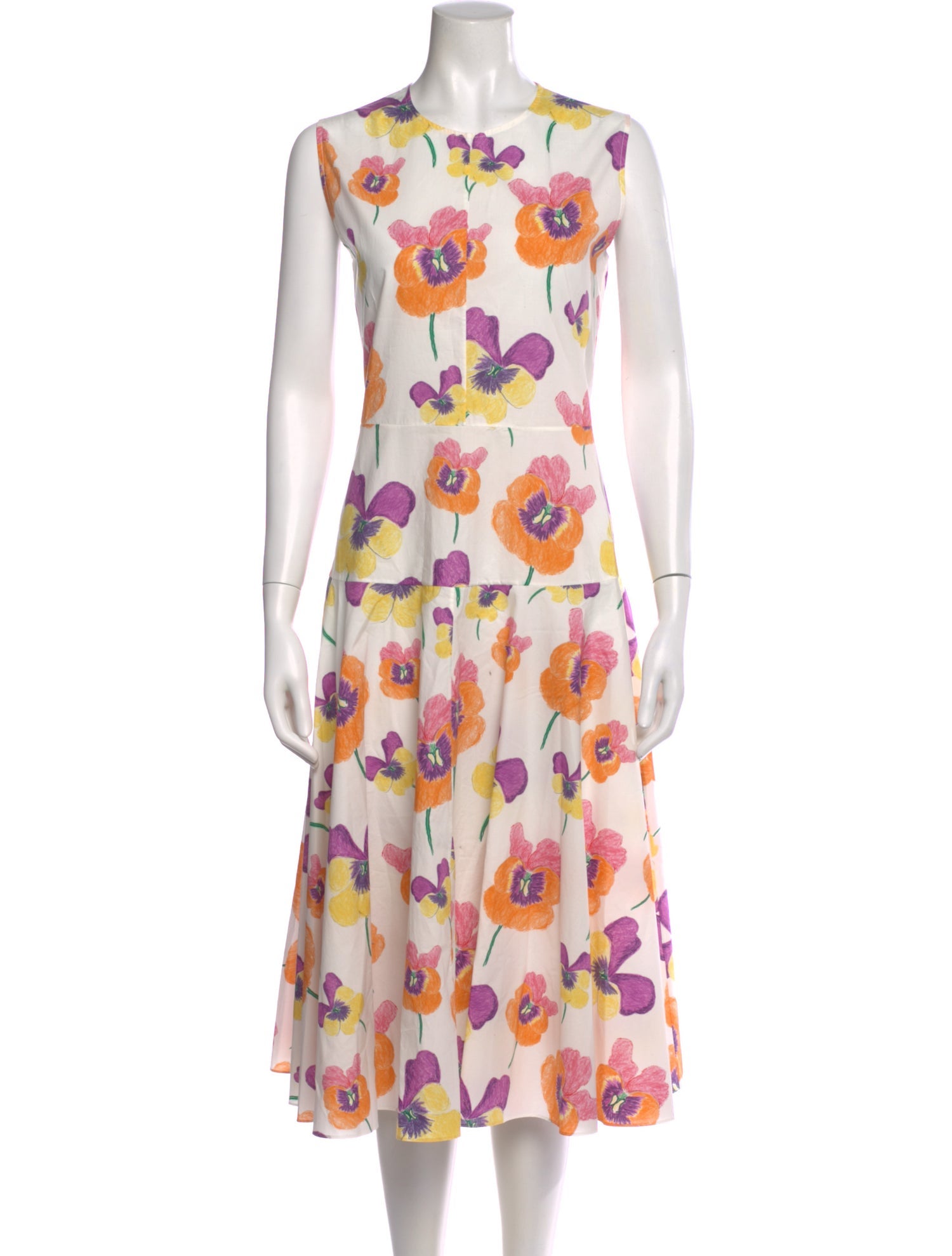 Marni Floral Print Midi Length Dress