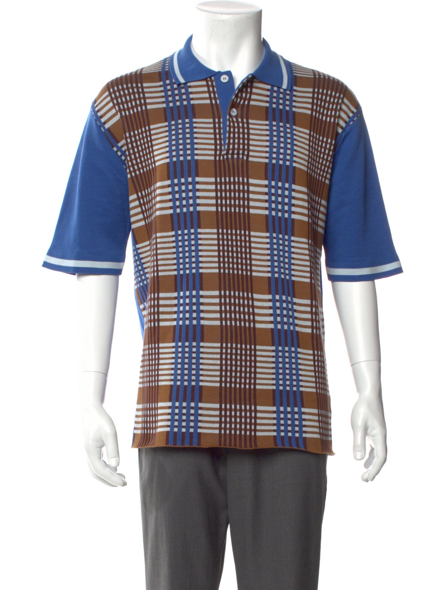 Marni Plaid Print Collar Polo Sweater
