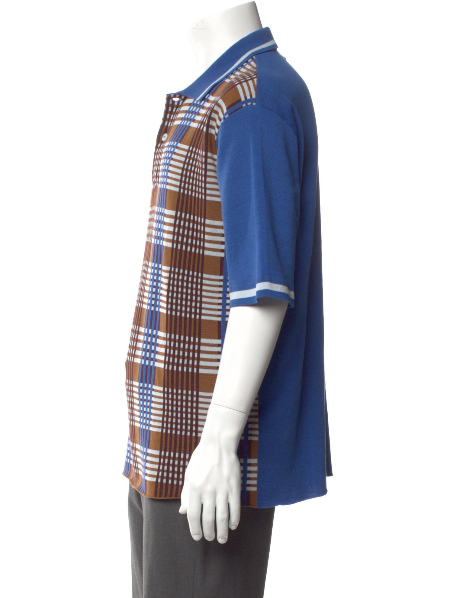 Marni Plaid Print Collar Polo Sweater