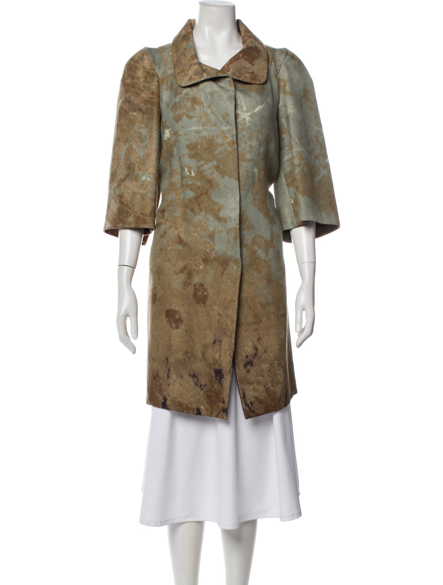 Marni Wool Floral Print Faux Fur Coat