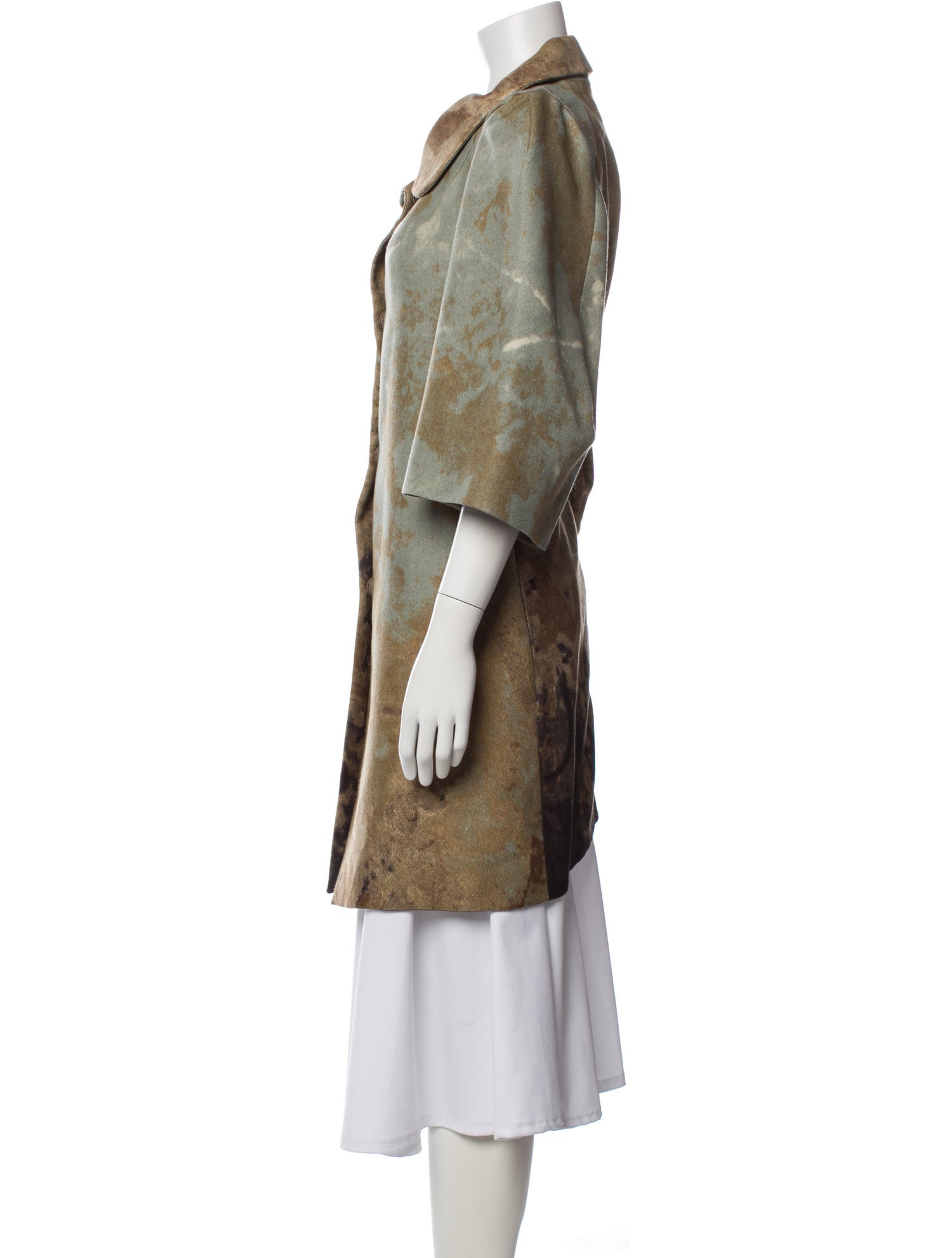 Marni Wool Floral Print Faux Fur Coat