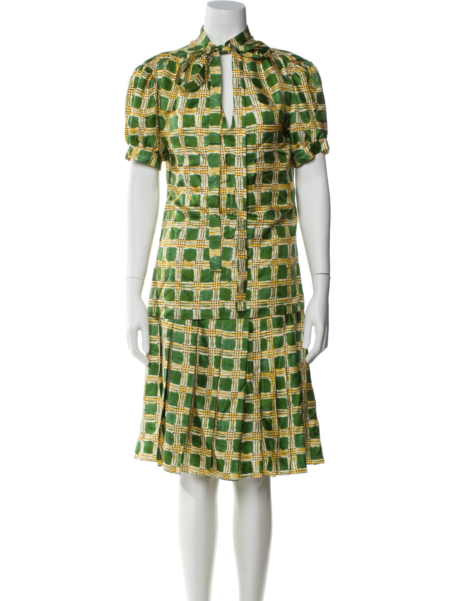 Marni Silk Plaid Print Pantsuit