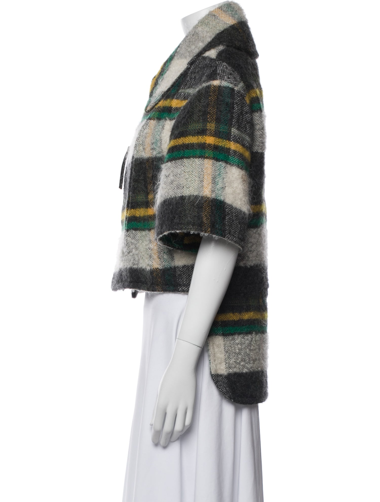 Marni Plaid Print Fur Jacket