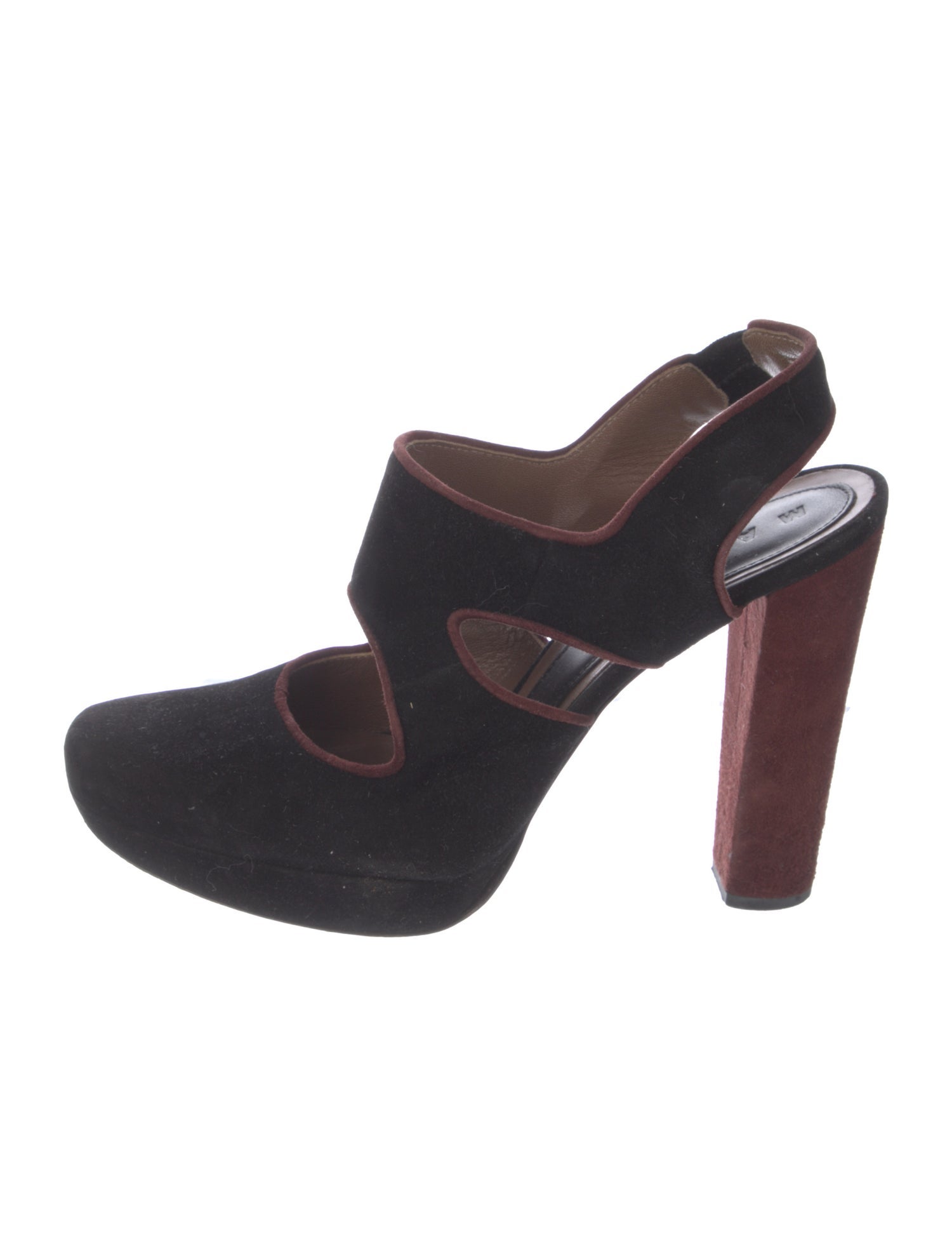 Marni Leather Colorblock Pattern Slingback Pumps