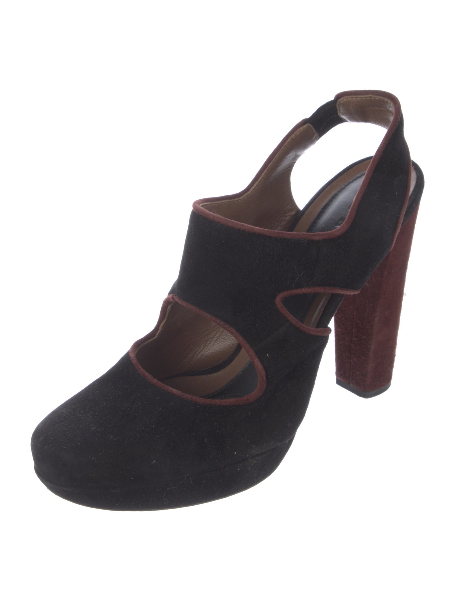 Marni Leather Colorblock Pattern Slingback Pumps