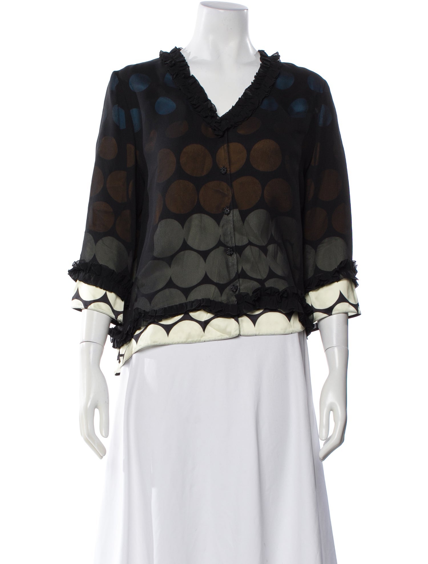 Marni Silk Polka Dot Print Blouse