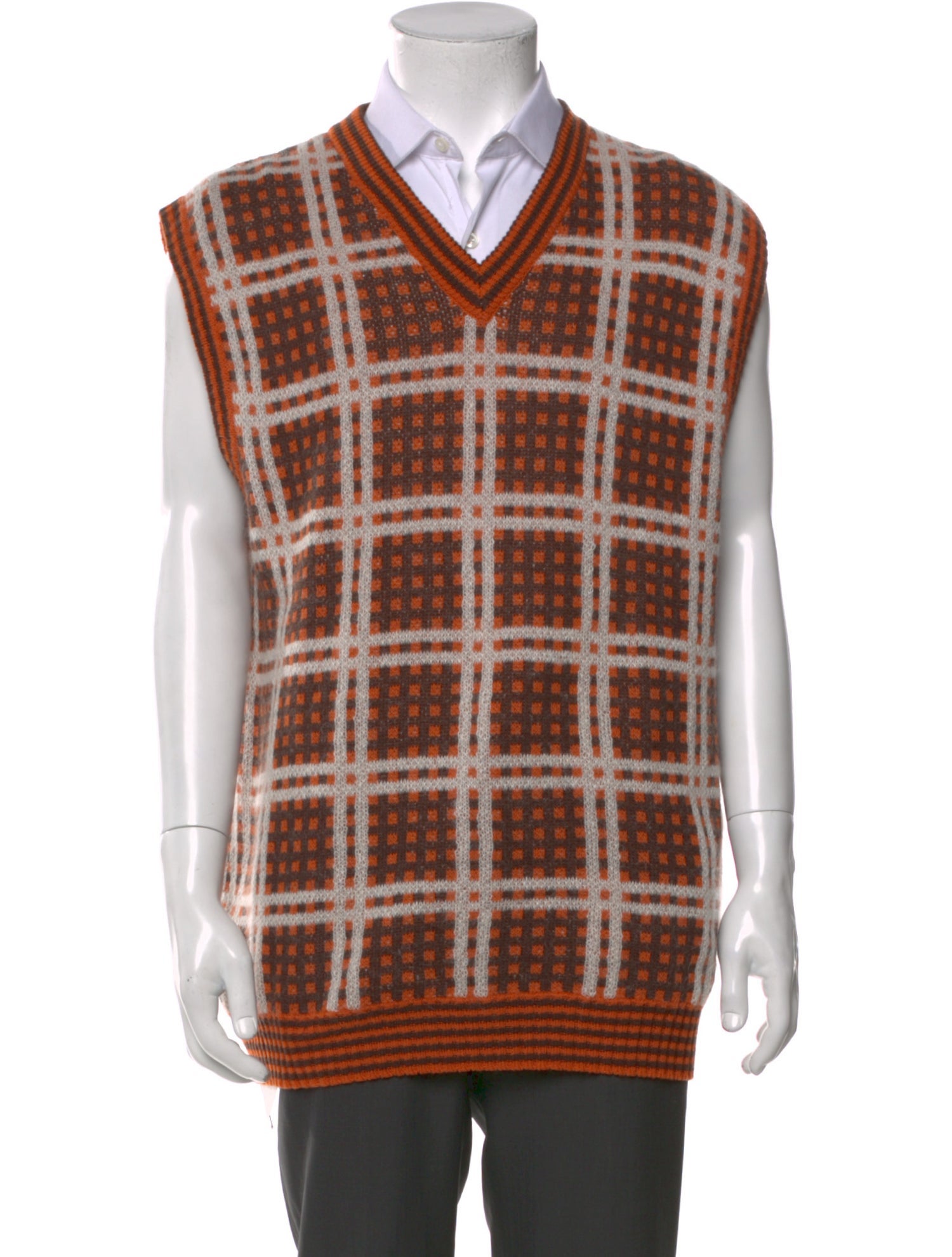 Marni Virgin Wool Plaid Print Sweater Vest w/ Tags