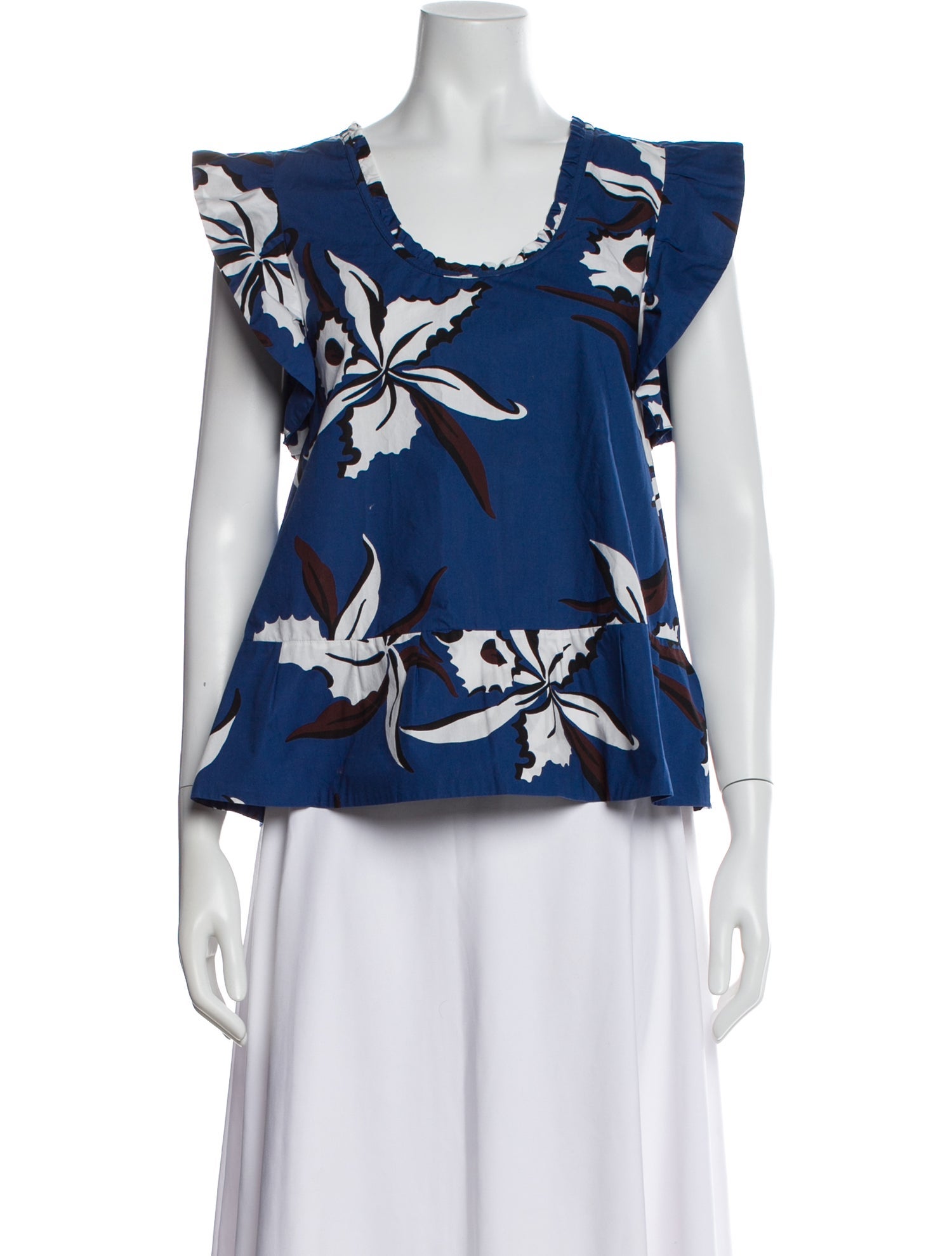 Marni Floral Print Scoop Neck Top