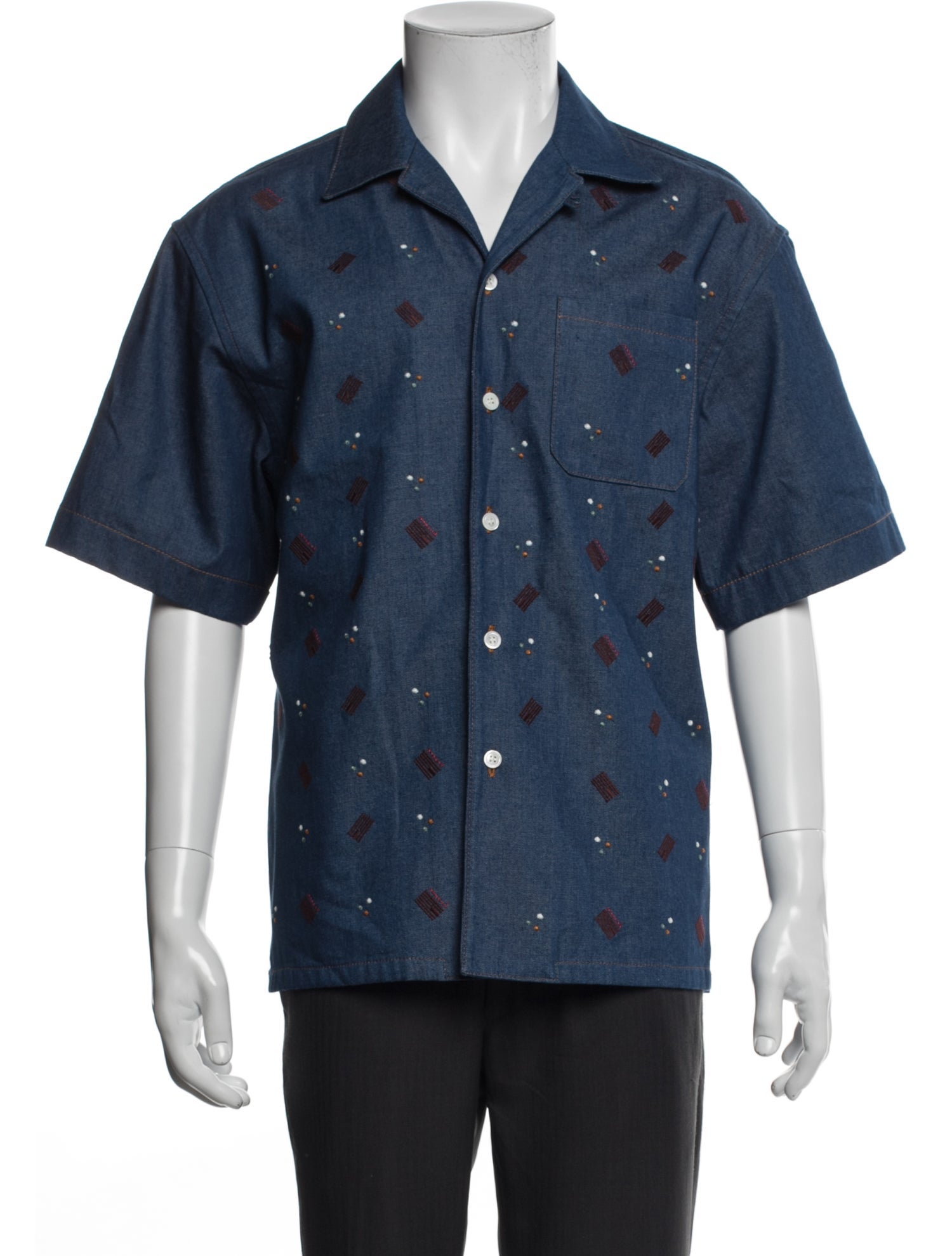 Marni Printed Short Sleeve Denim Shirt