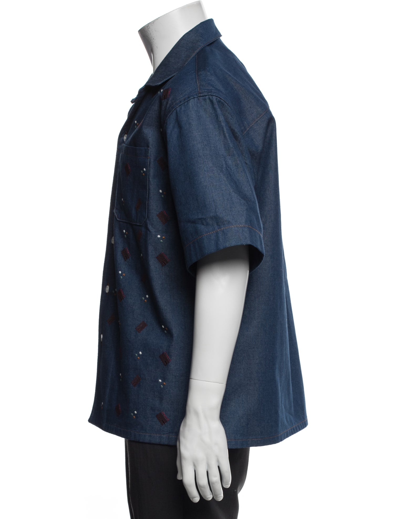 Marni Printed Short Sleeve Denim Shirt