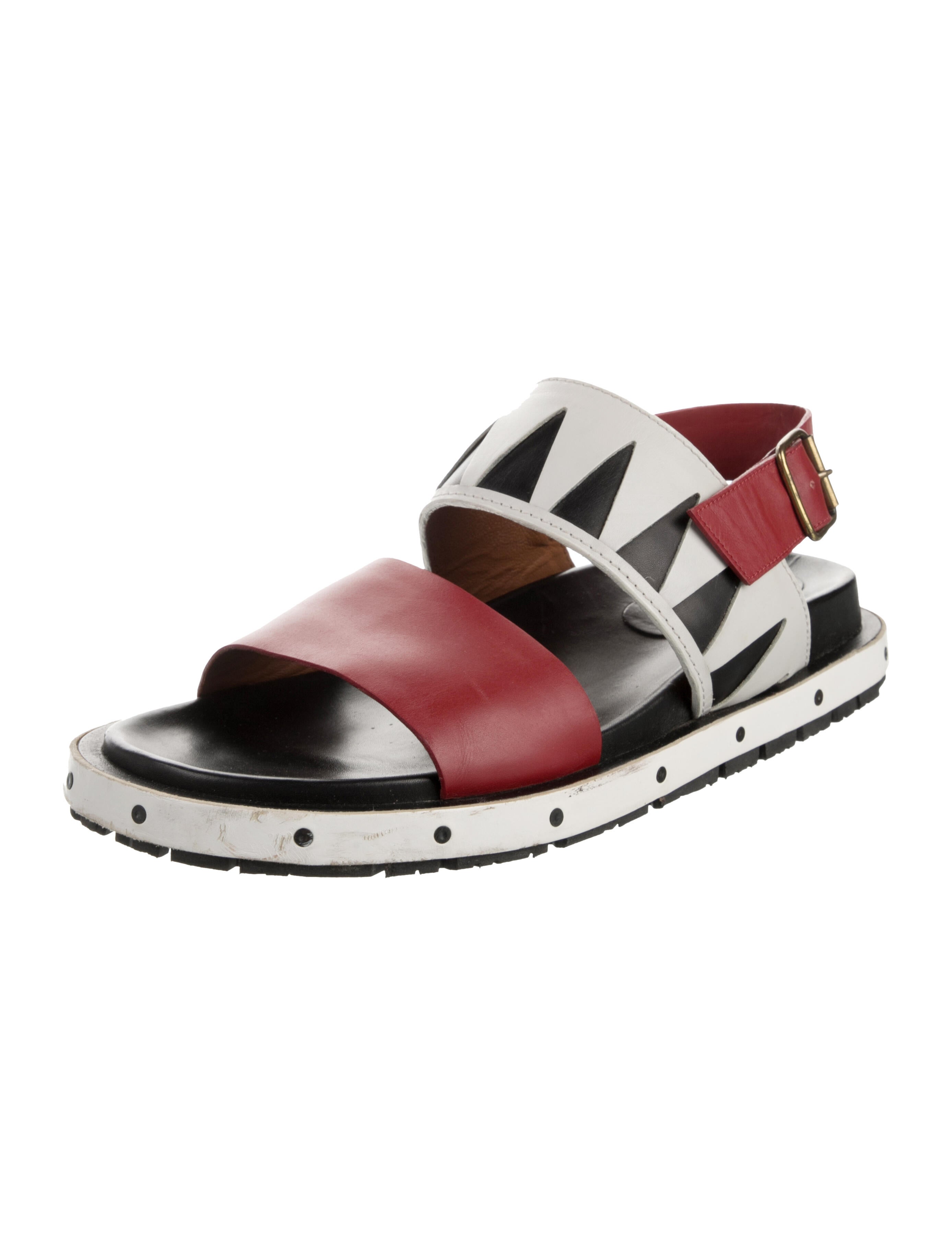 Marni Leather Colorblock Pattern Sandals