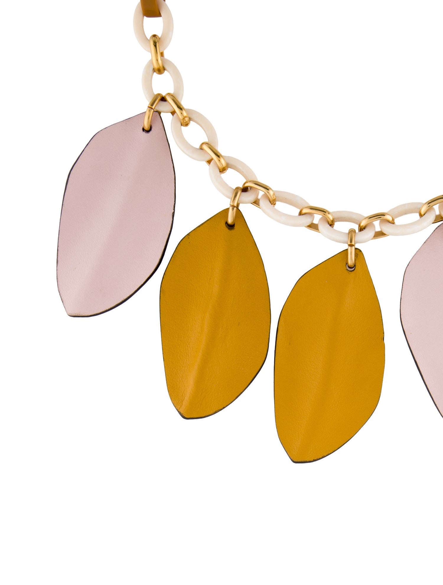 Marni Leather Leaf Collar Necklace