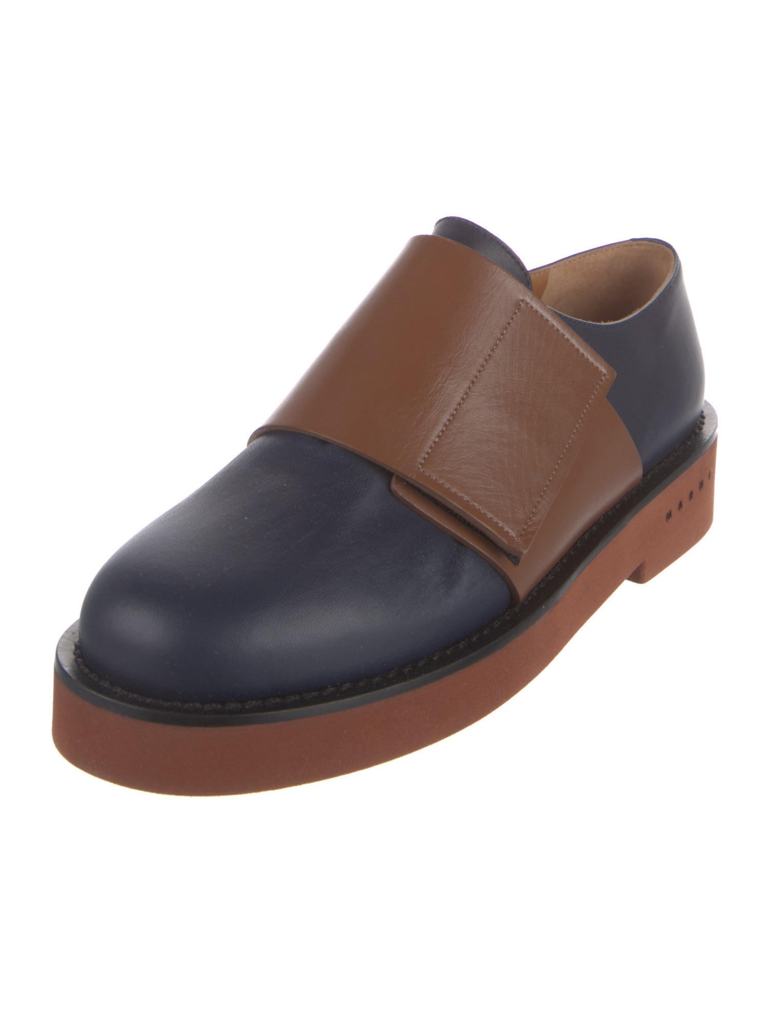 Marni Leather Colorblock Pattern Monk Straps