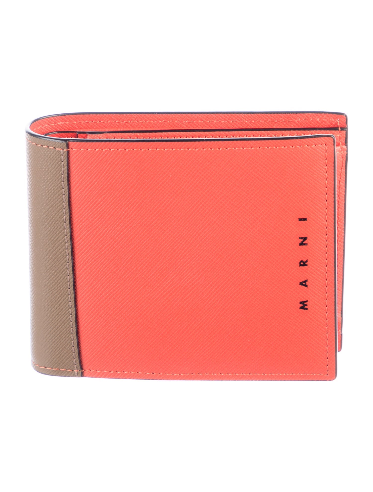 Marni Saffiano Leather Colorblock Pattern Bifold Wallet