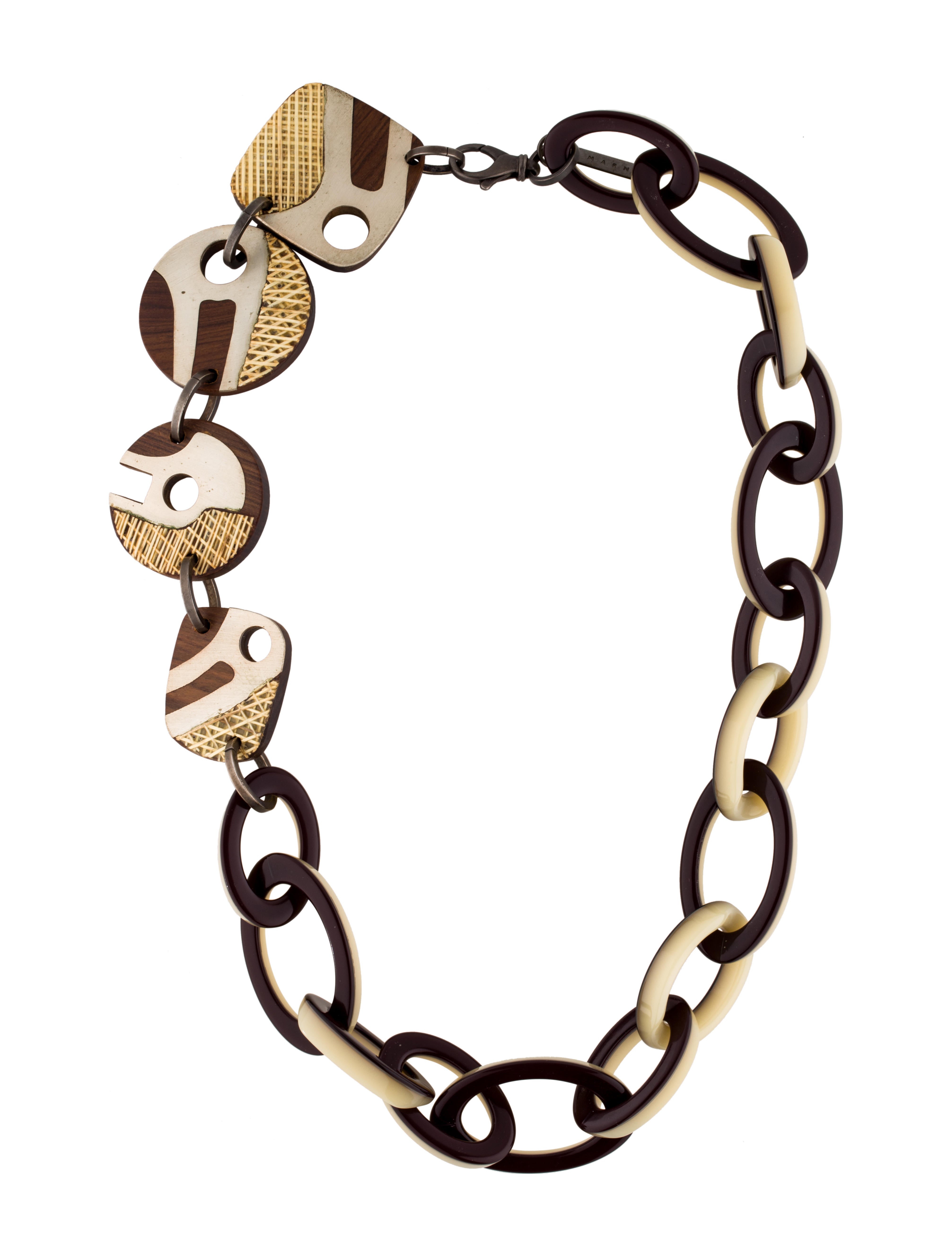 Marni Wood and Resin ChainLink Necklace Necklaces MAN35656 The RealReal