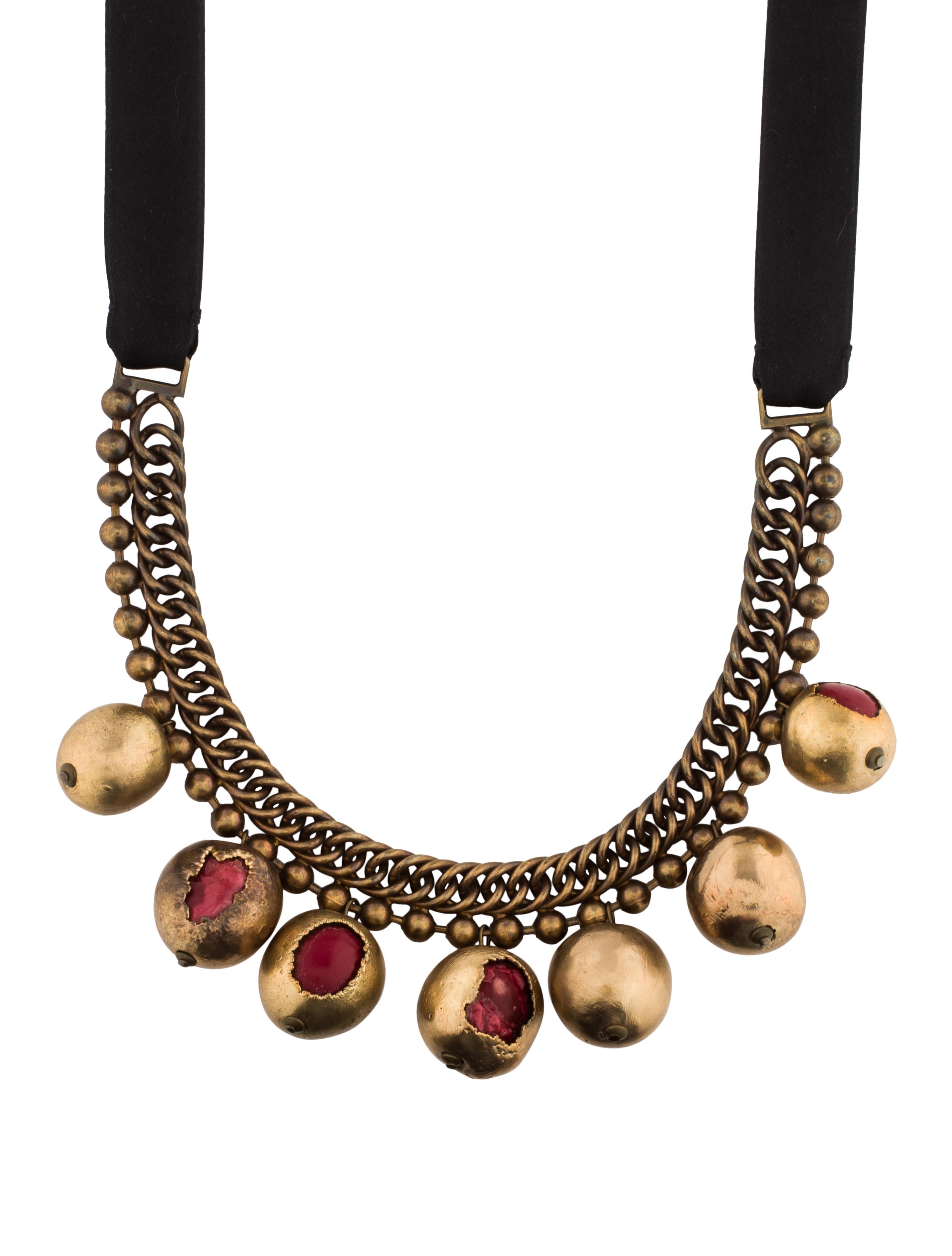 Marni Resin Collar Necklace Black, GoldTone Metal Collar, Necklaces