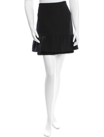 Marni Leather-Trimmed Flared Skirt