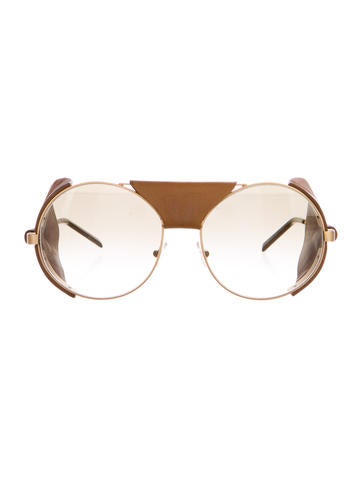 Marni Leather Circular Sunglasses