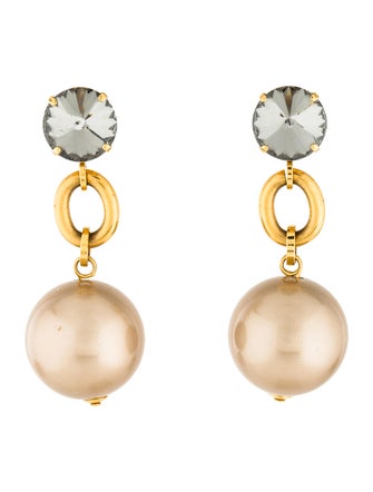 Marni Crystal & Faux Pearl Drop Earrings