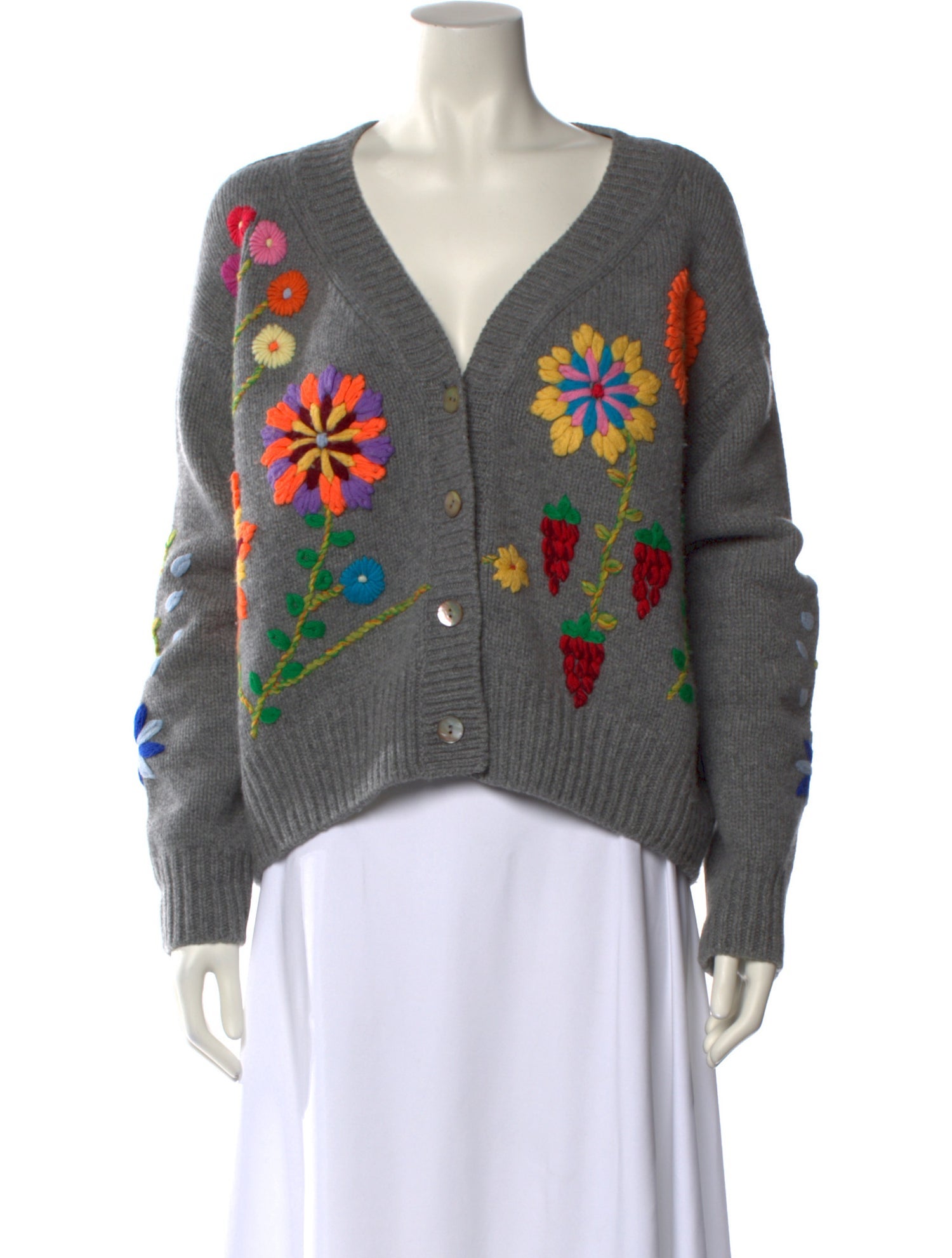 Mandkhai Merino Wool Floral Print Sweater