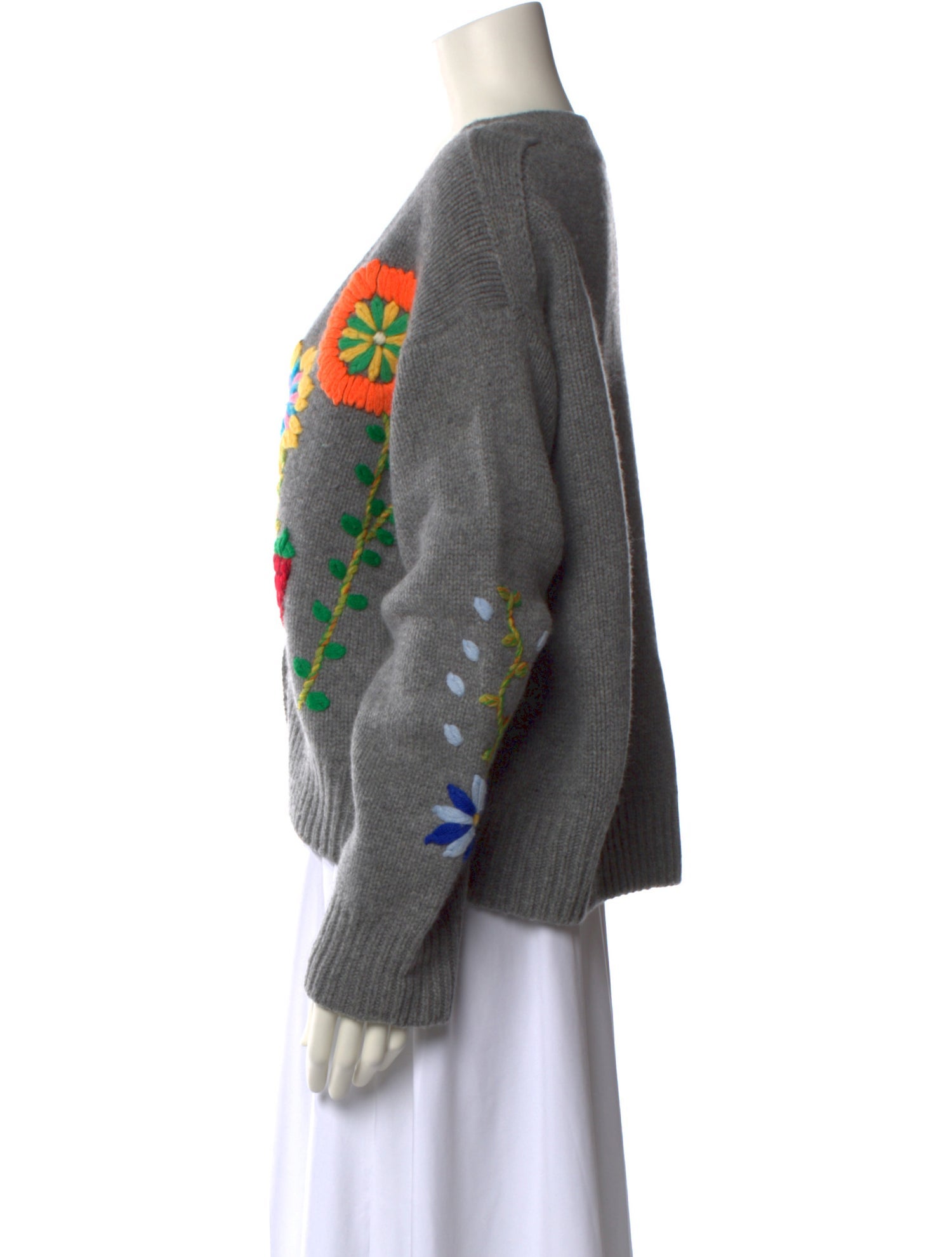 Mandkhai Merino Wool Floral Print Sweater