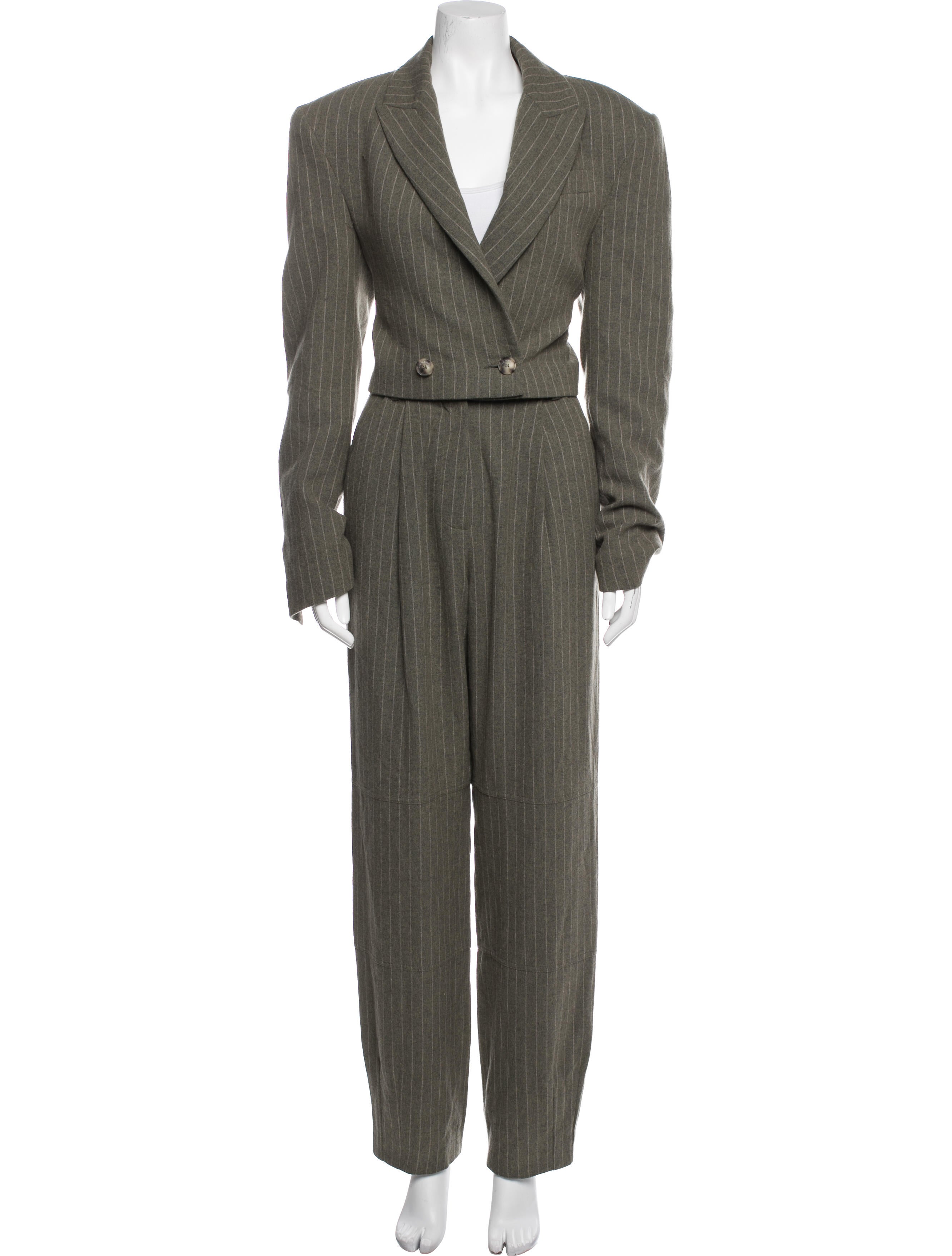 The Mannei Virgin Wool Striped Pantsuit