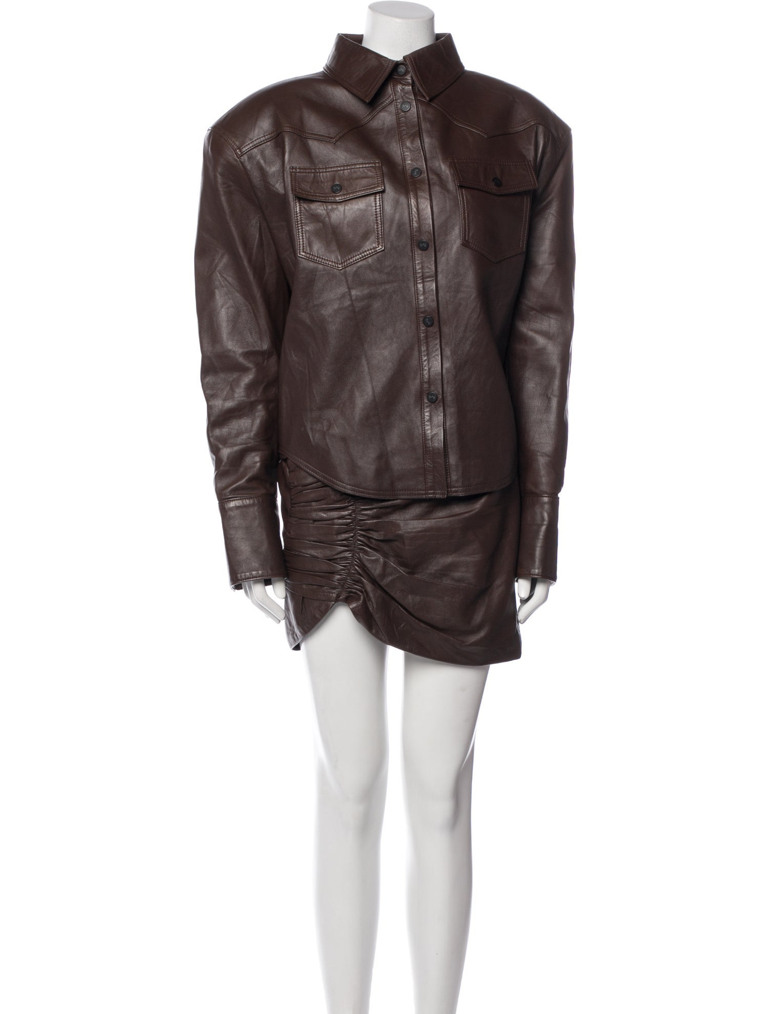 The Mannei Leather Skirt Set