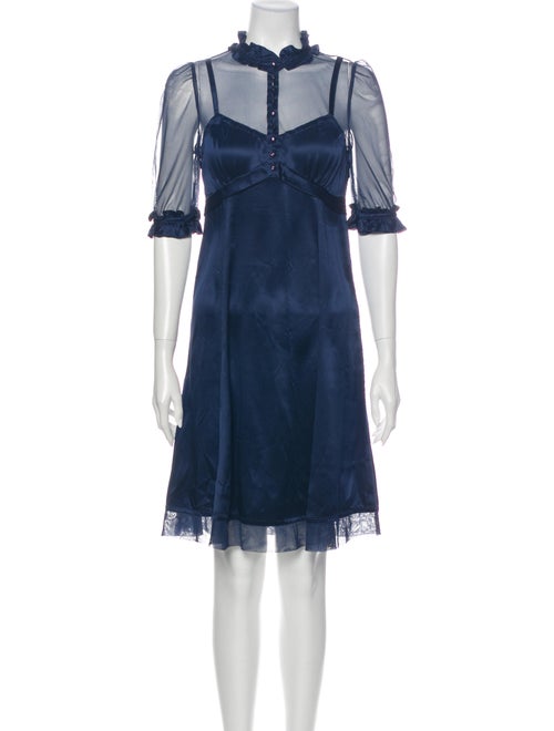 Marc Jacobs Silk Knee-Length Dress Blue
