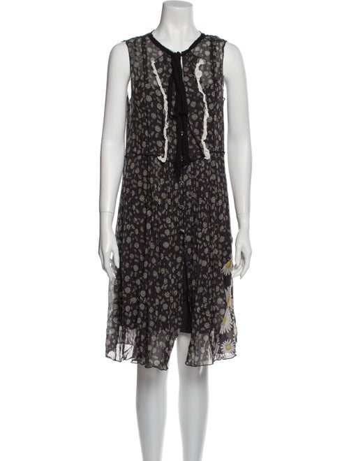 Marc Jacobs Floral Print Knee-Length Dress Black