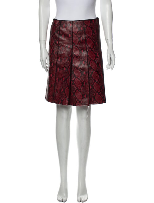 Marc Jacobs Calf Leather Knee-Length Skirt Red