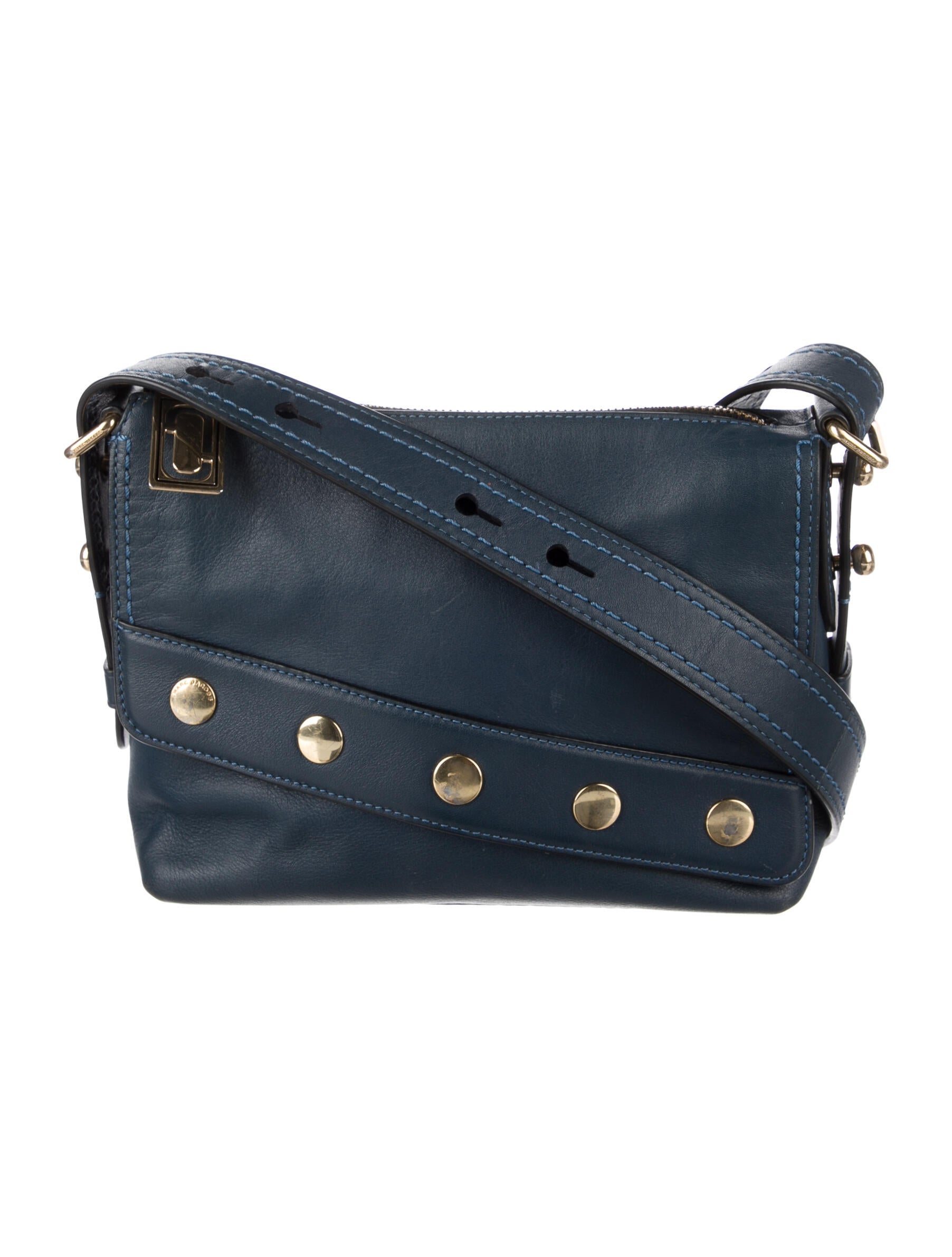 Marc Jacobs The Boho Grind Leather Crossbody Bag Blue Crossbody Bags