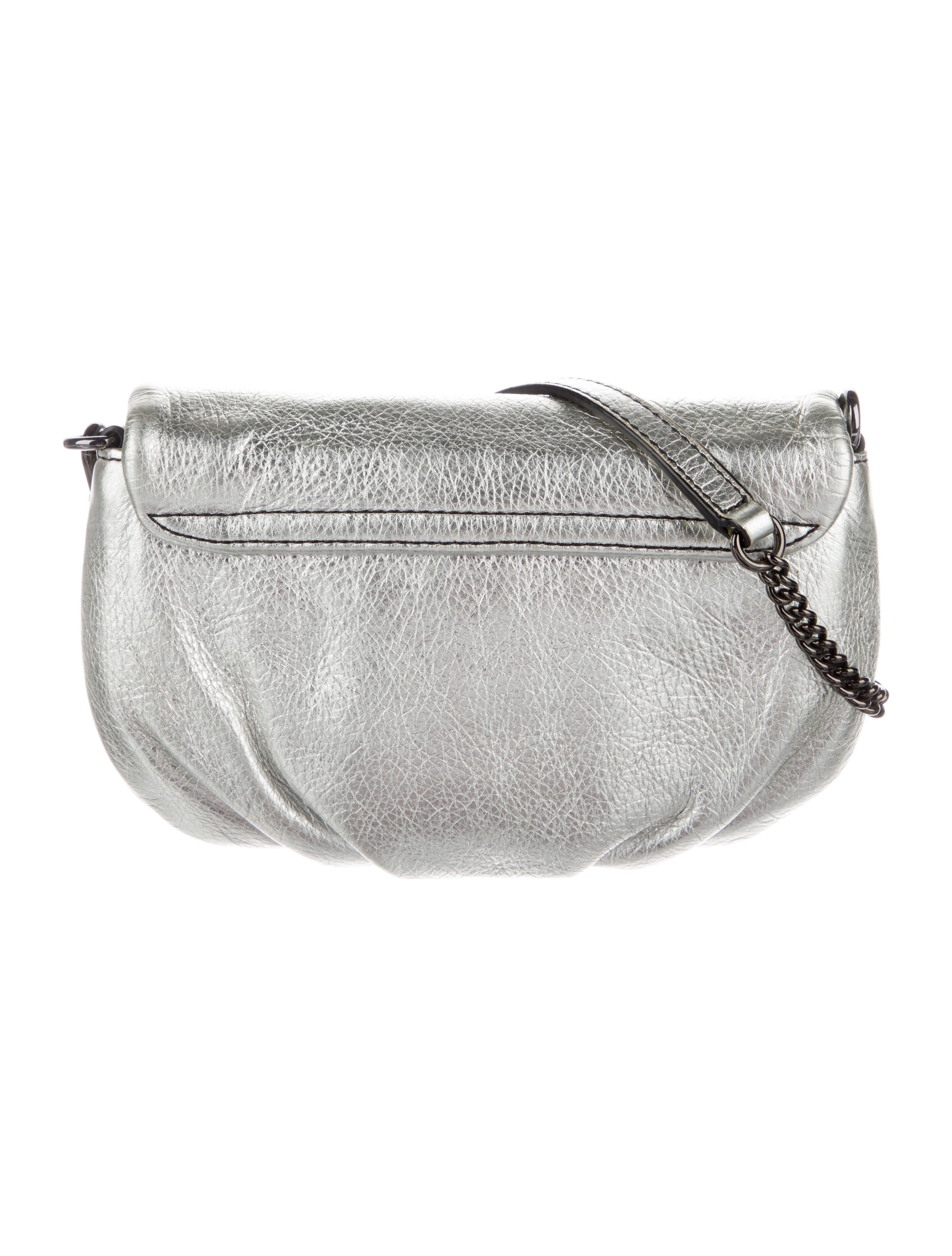 Marc Jacobs Textured Leather Crossbody Bag Silver Crossbody Bags