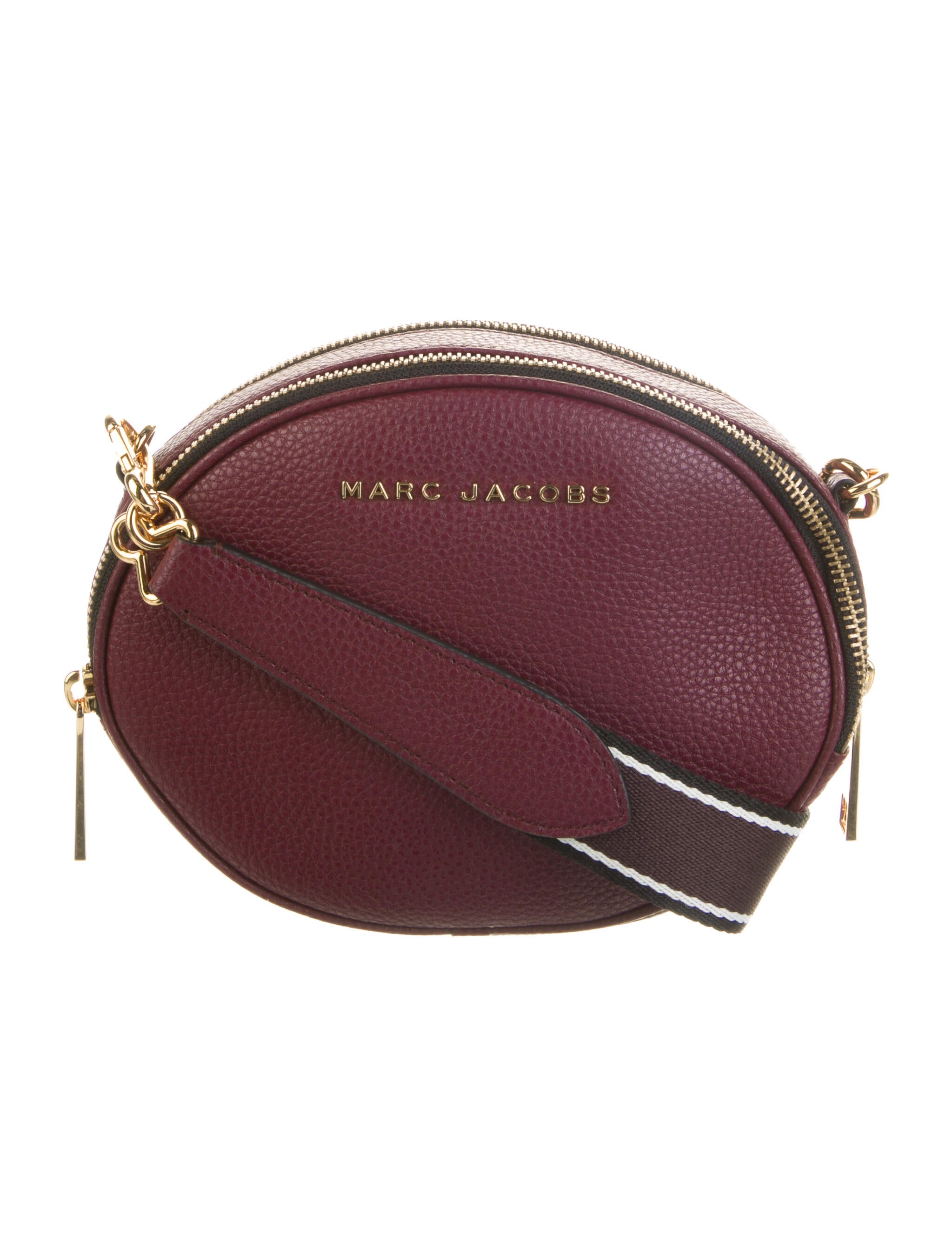 Marc Jacobs Pebbled Leather Round Crossbody Bag Burgundy Crossbody