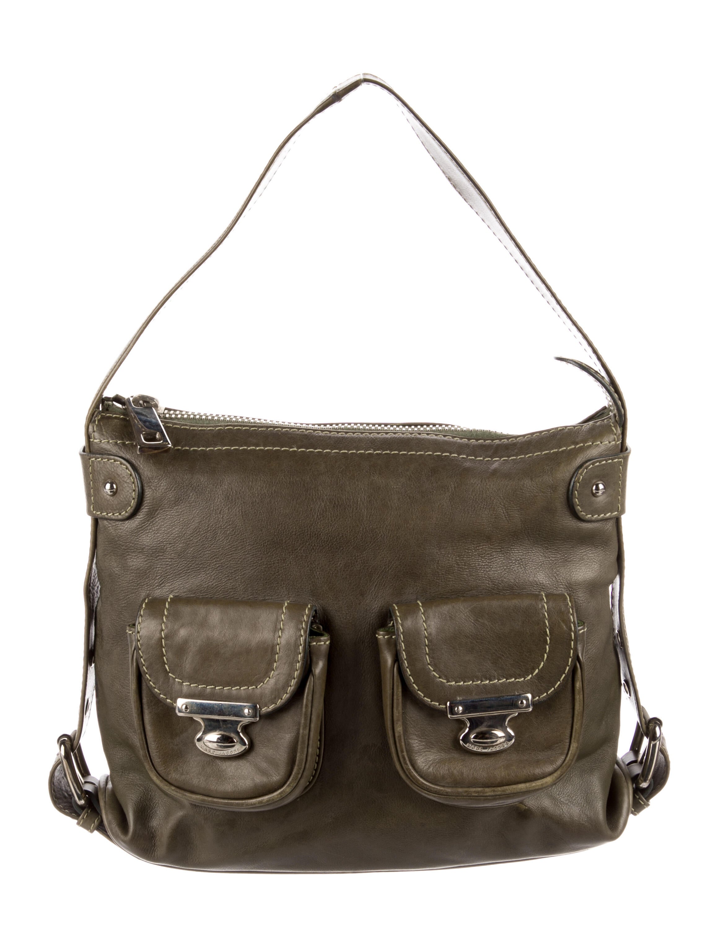 Marc Jacobs Leather Shoulder Bag Green Shoulder Bags, Handbags