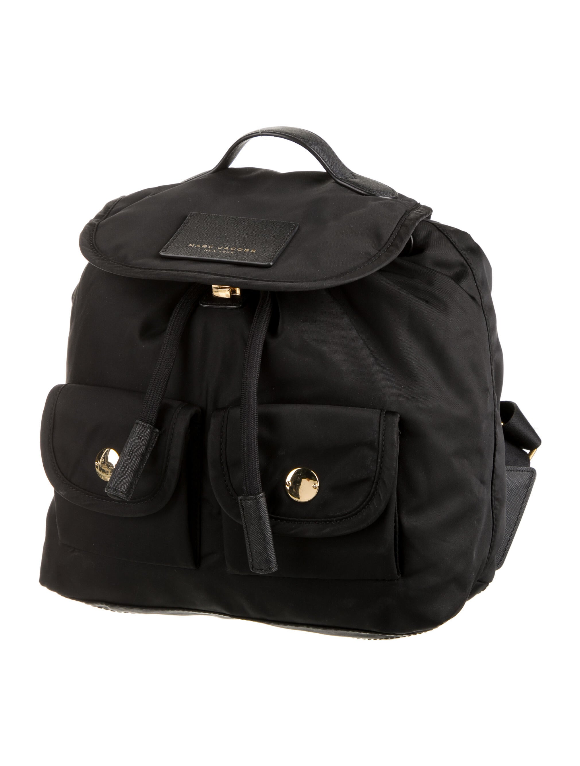 Marc Jacobs Nylon Saffiano Leather Backpack Black Backpacks, Handbags