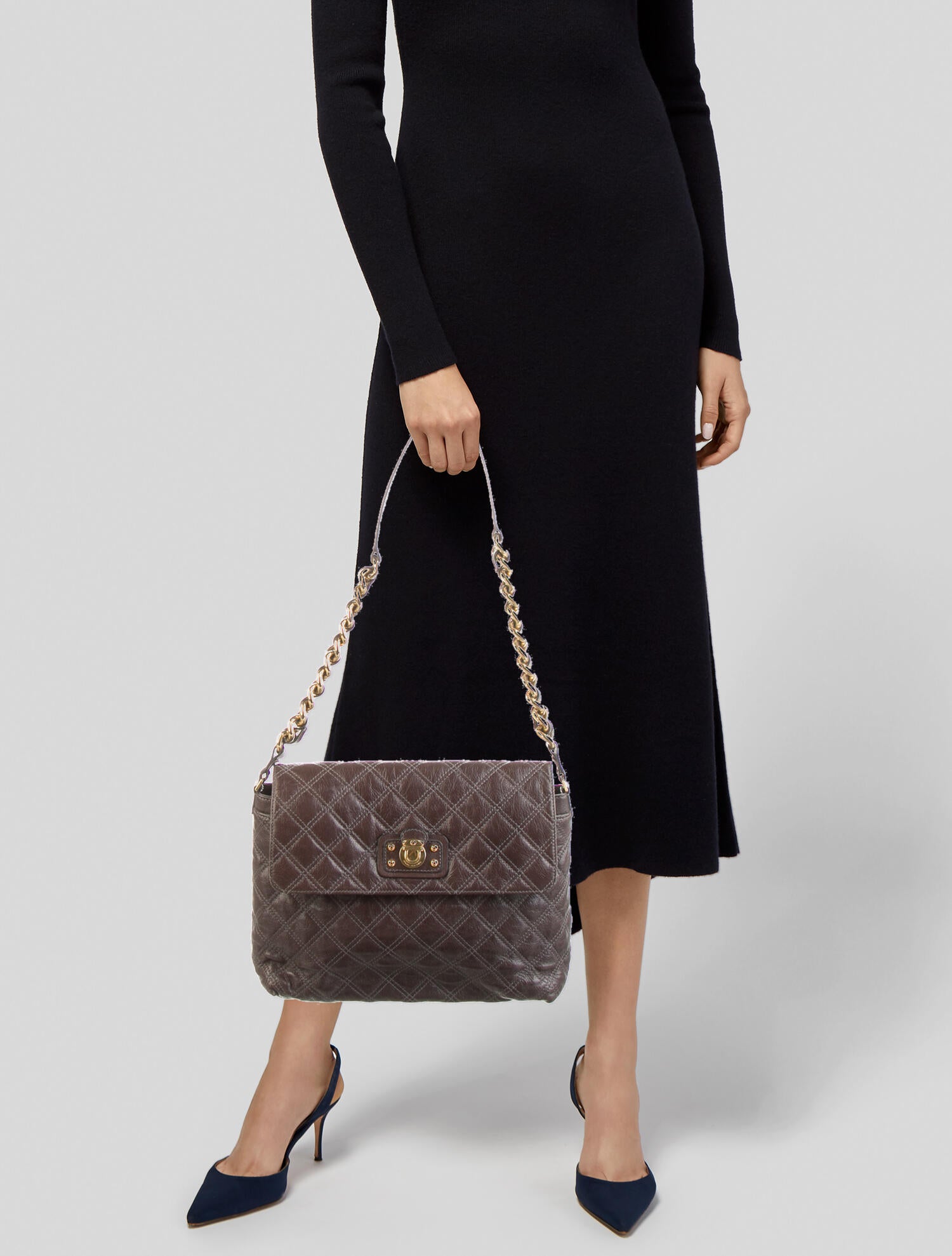 Marc Jacobs Quilted Leather Shoulder Bag Brown Shoulder Bags