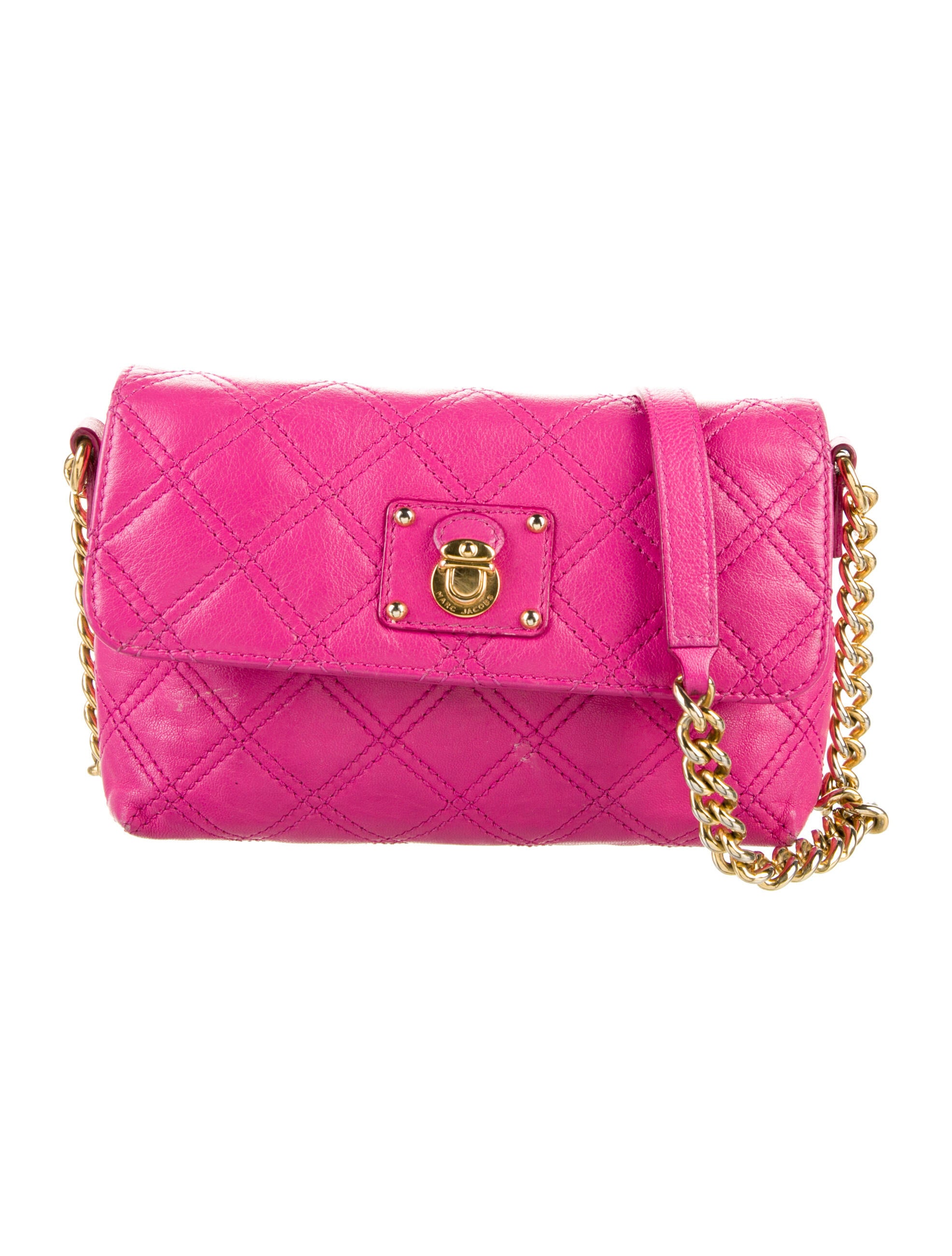 Marc Jacobs Quilted Leather Crossbody Bag Pink Crossbody Bags
