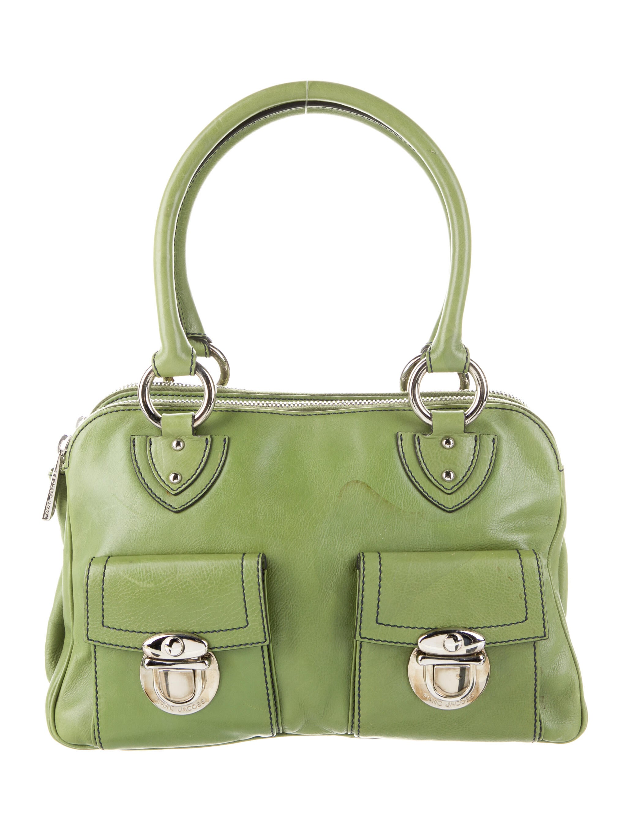 Marc Jacobs Leather Shoulder Bag Green Shoulder Bags, Handbags