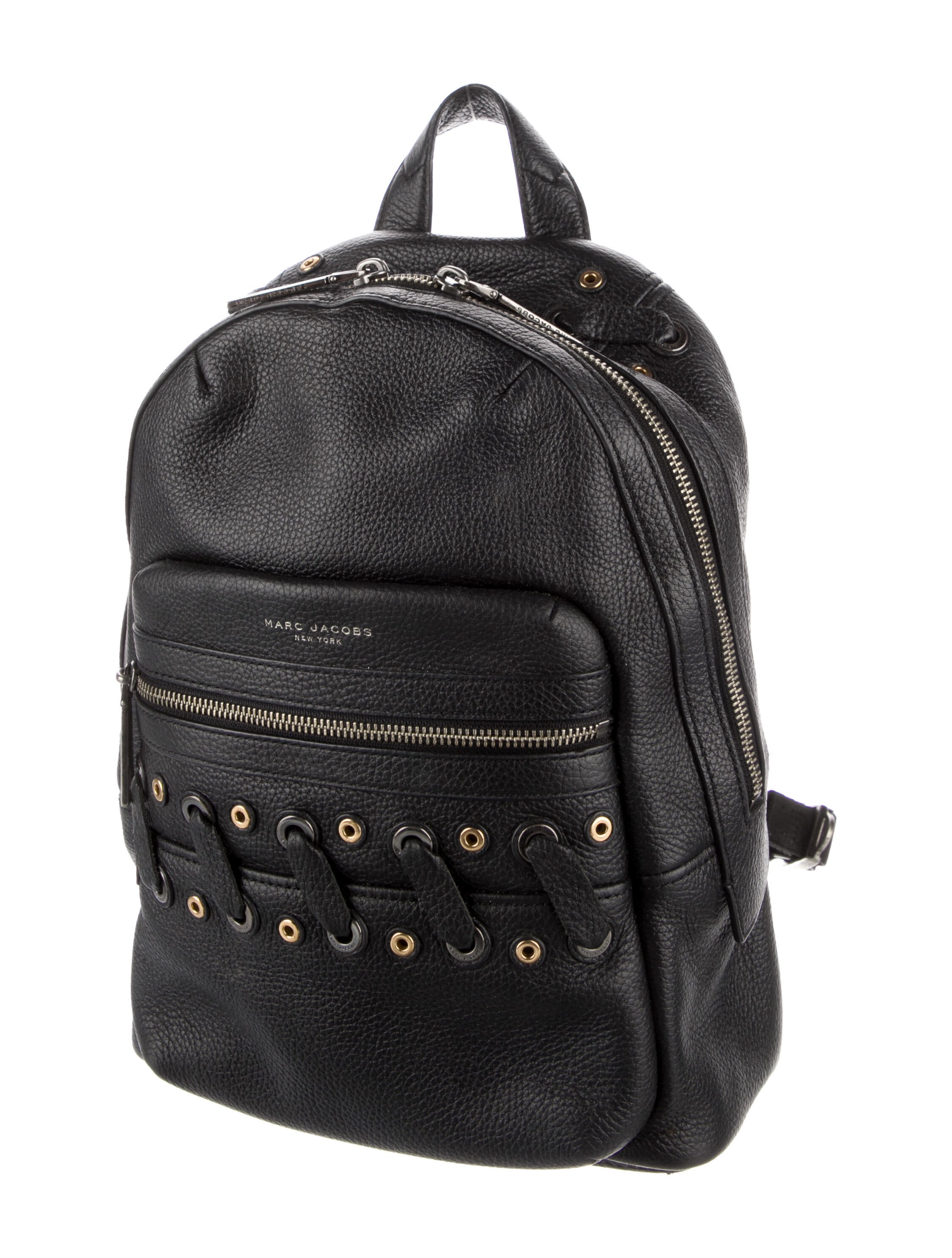 Marc Jacobs Whipstitch Leather Backpack Black Backpacks, Handbags