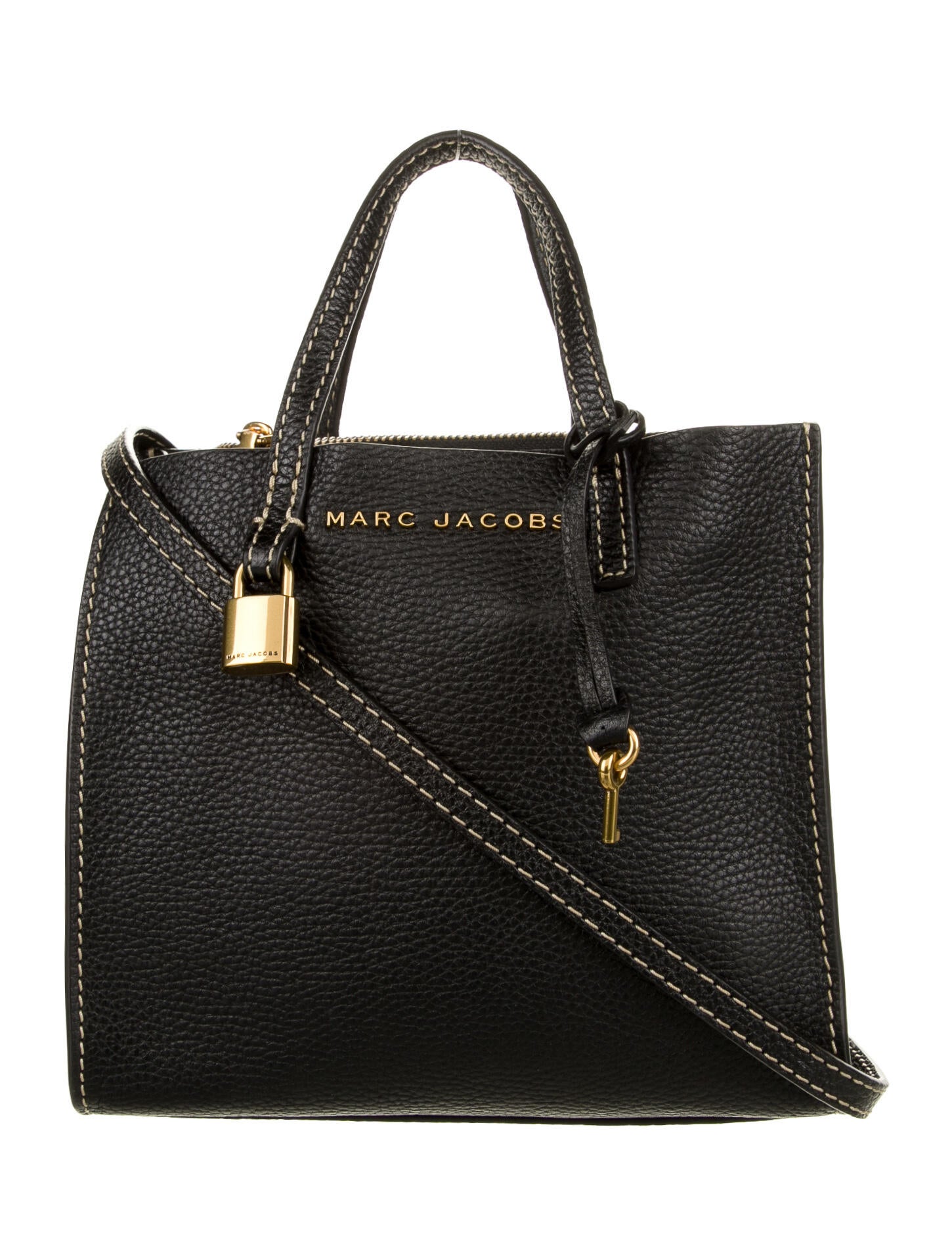 Marc Jacobs Smooth Leather Handle Bag Black Handle Bags, Handbags